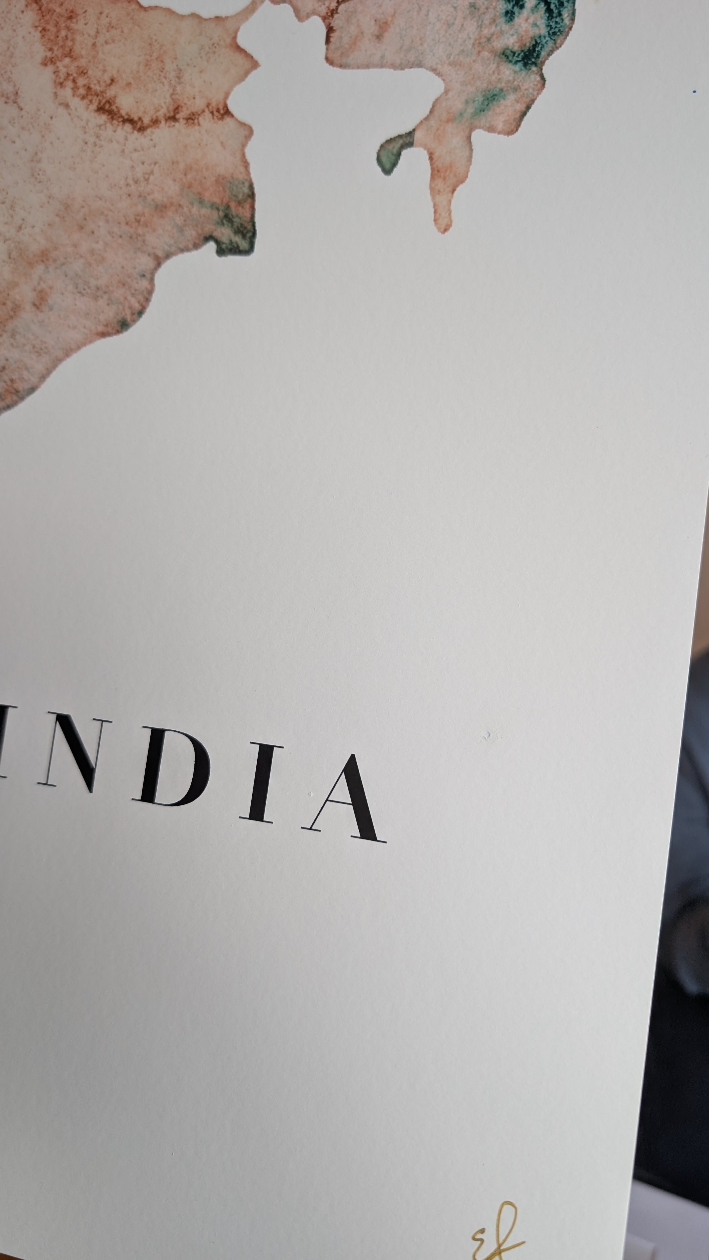 A2 India Watercolour Map Art Print