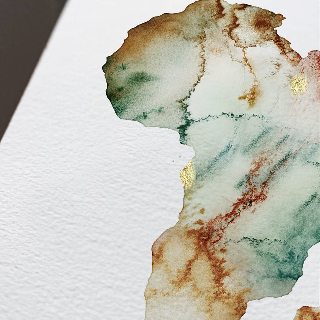 EJayDesign Countries Other Africa Watercolour Gold Map