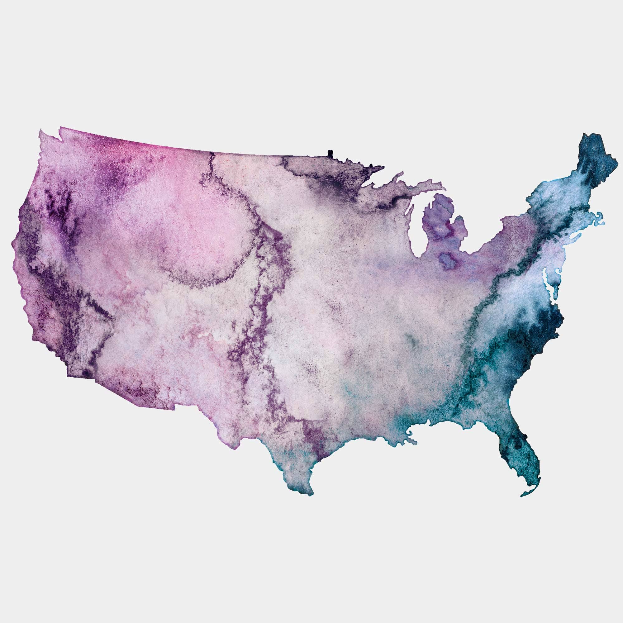 EJayDesign Countries Other America Watercolour Map