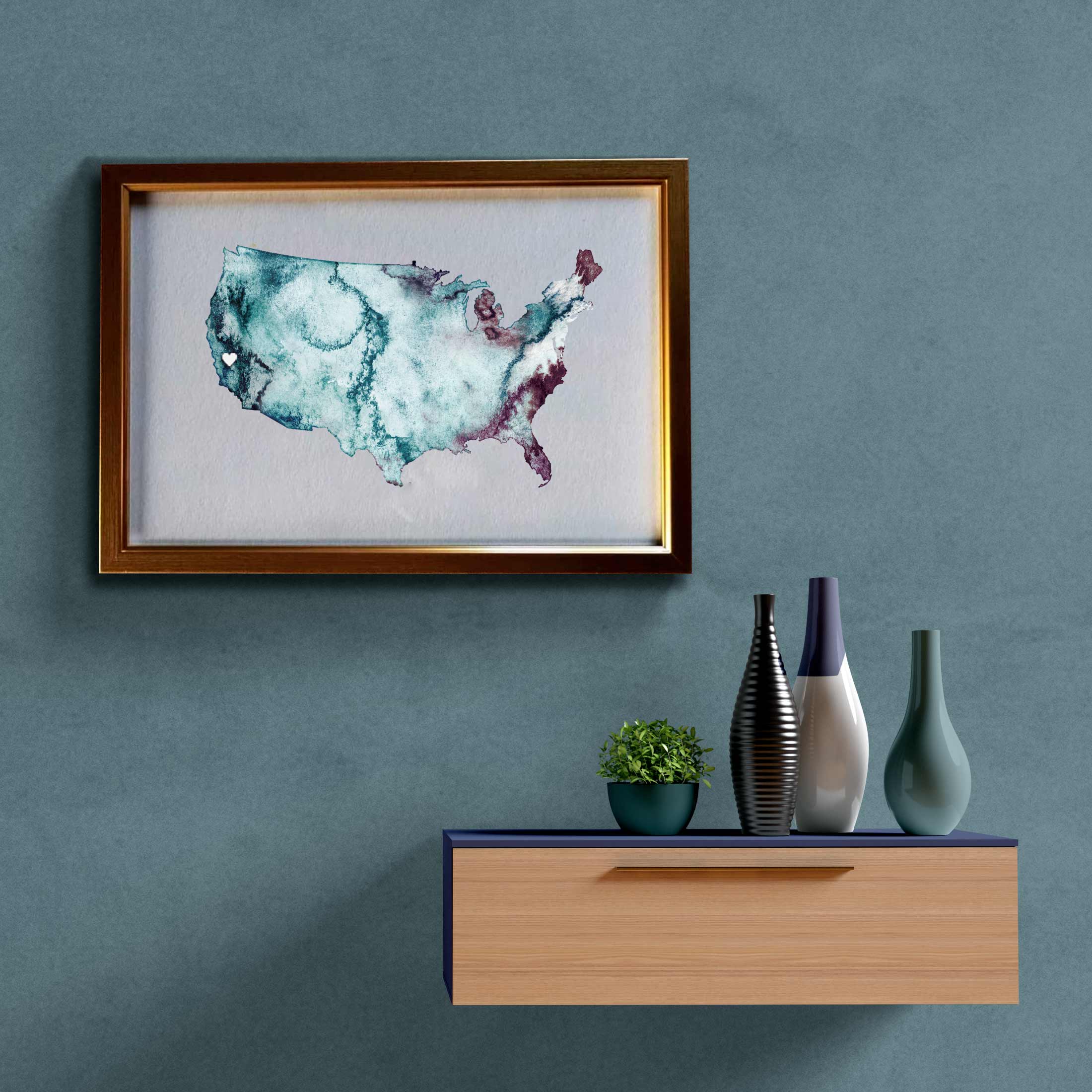 EJayDesign Countries Other America Watercolour Map