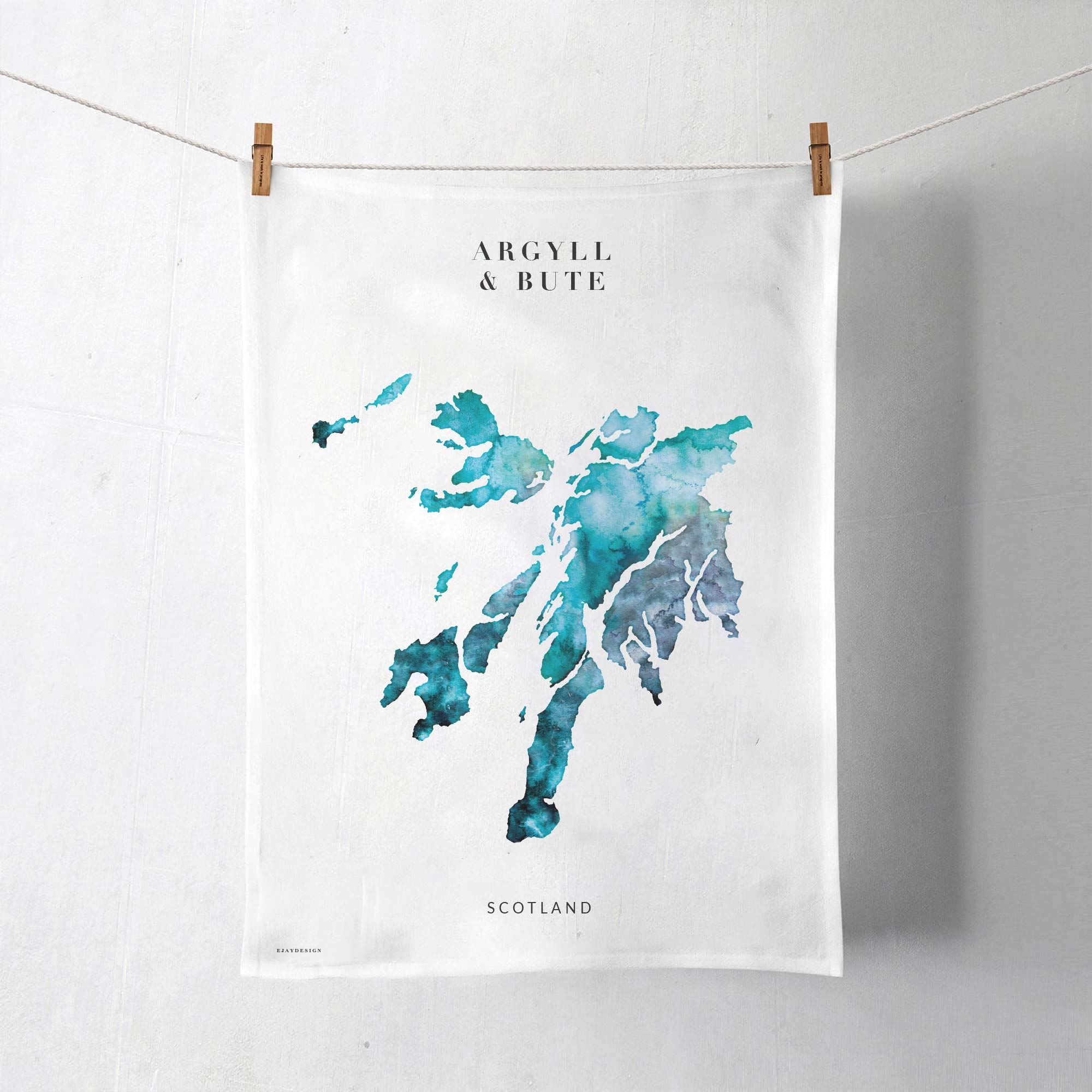 EJayDesign Tea Towel Argyll and Bute Organic Tea Towel - Premium Scottish Kitchen Decor