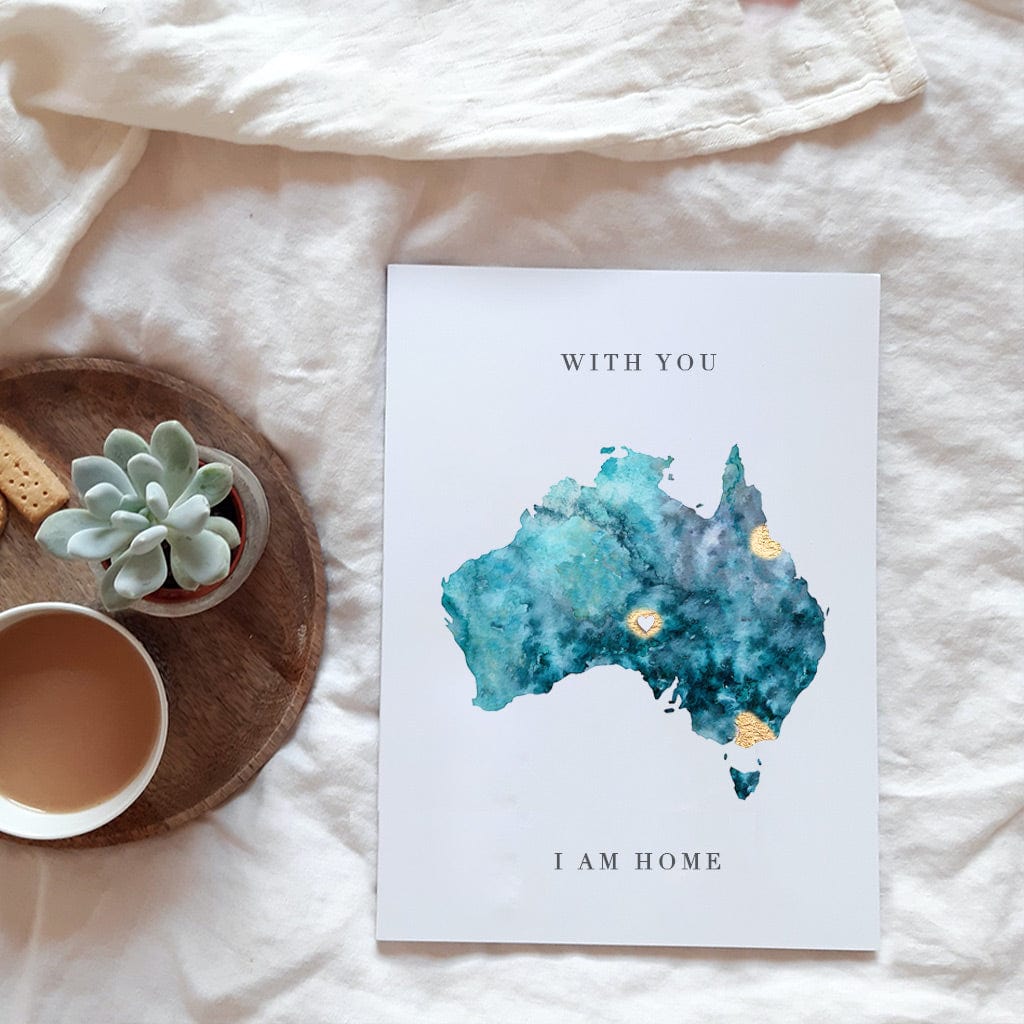 EJayDesign Countries Other Australia Watercolour Gold Map Art Print