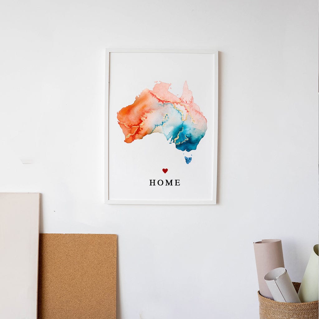 EJayDesign Countries Other Australia Watercolour Gold Map Art Print