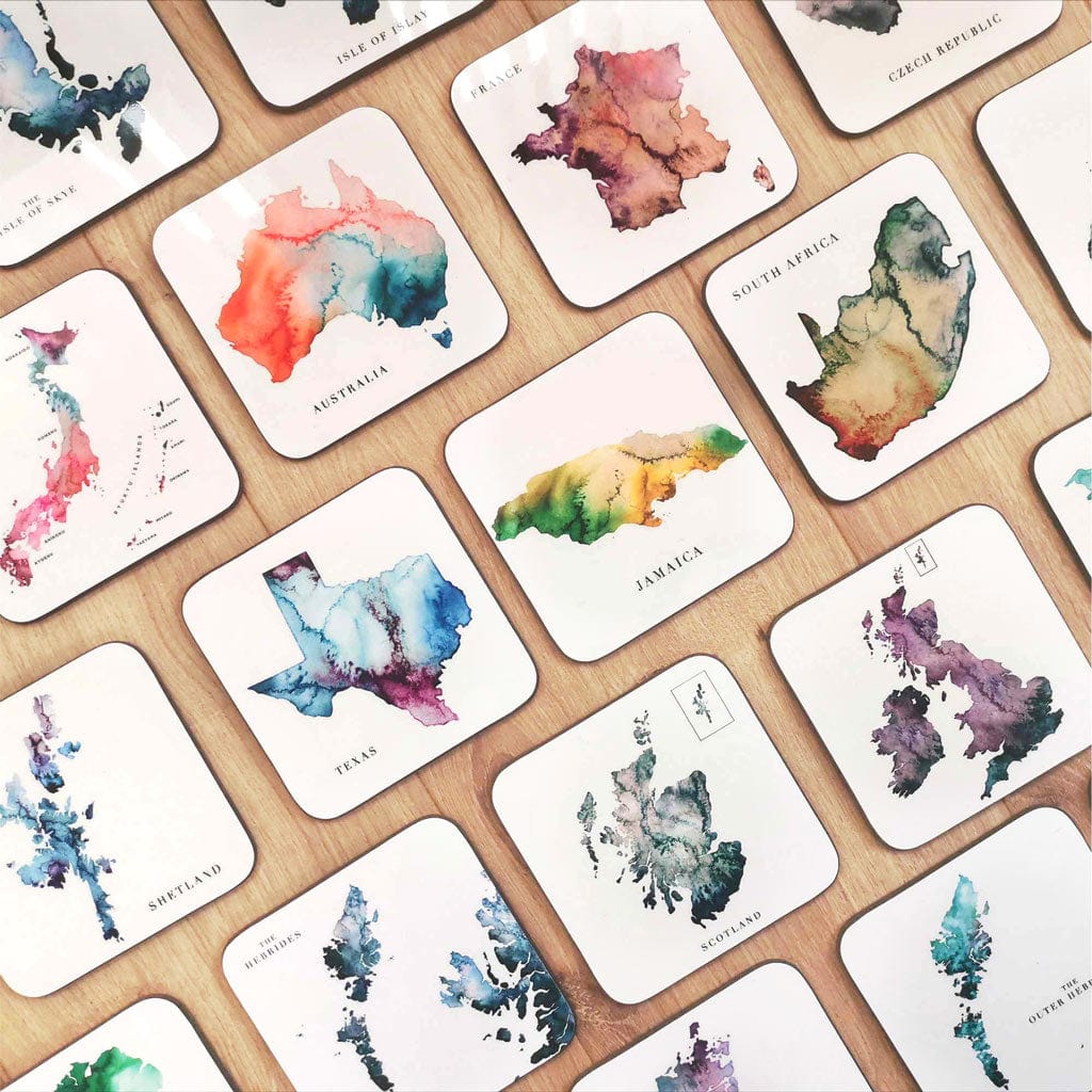 EJayDesign Kitchen Coaster Austria Coaster Watercolour Map