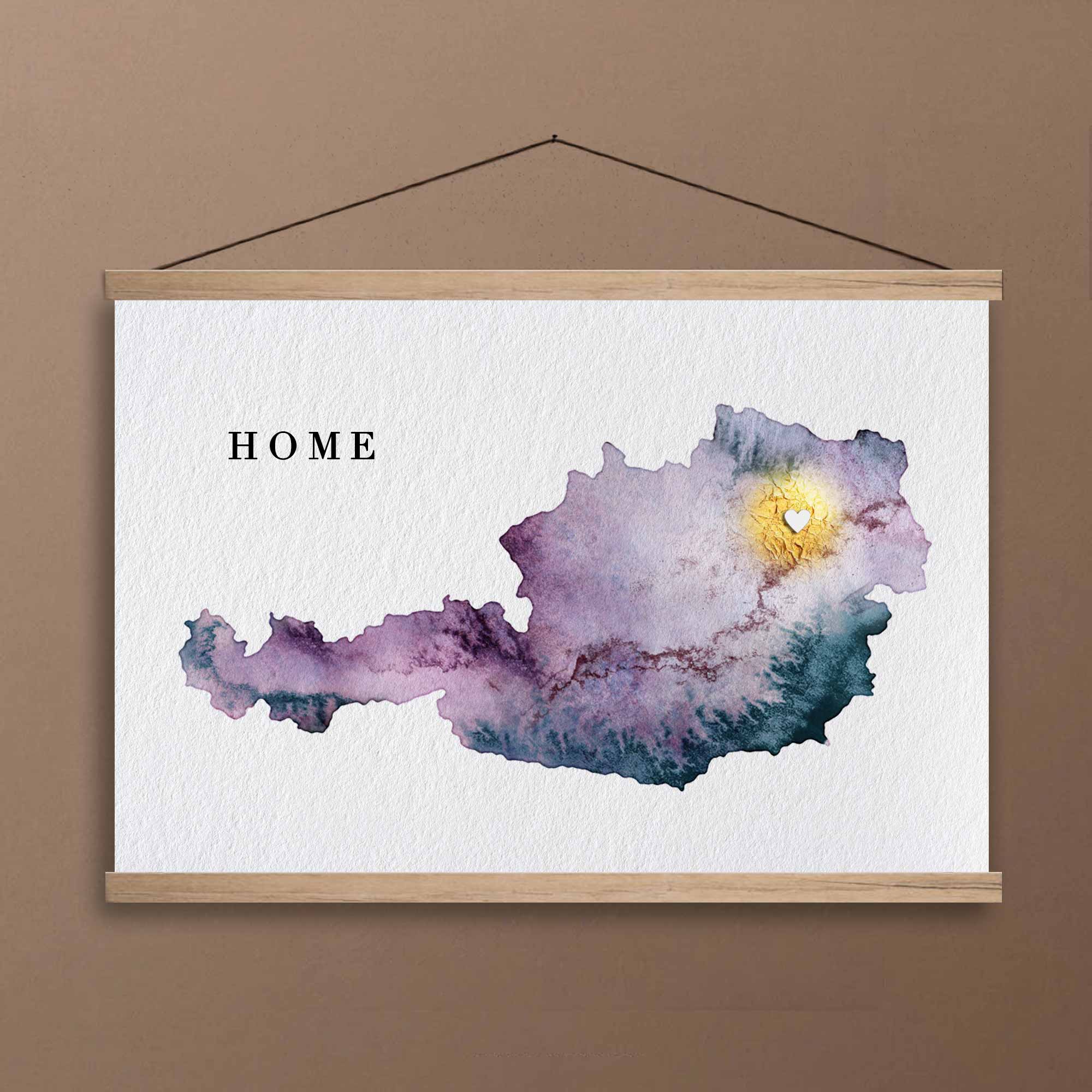EJayDesign Countries Other Austria Watercolour Gold Map