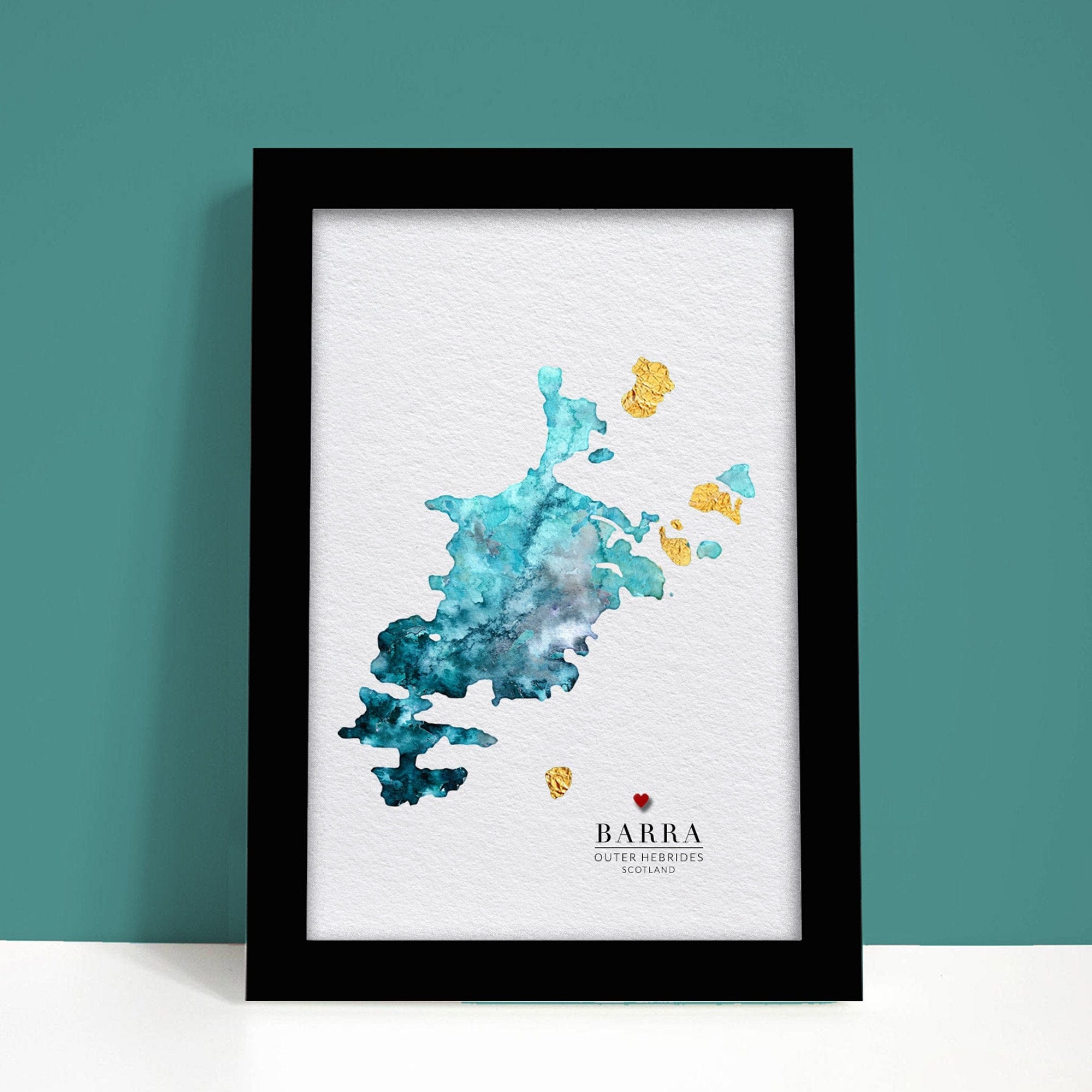 EJayDesign Scottish Prints Barra Watercolour Map Art Print