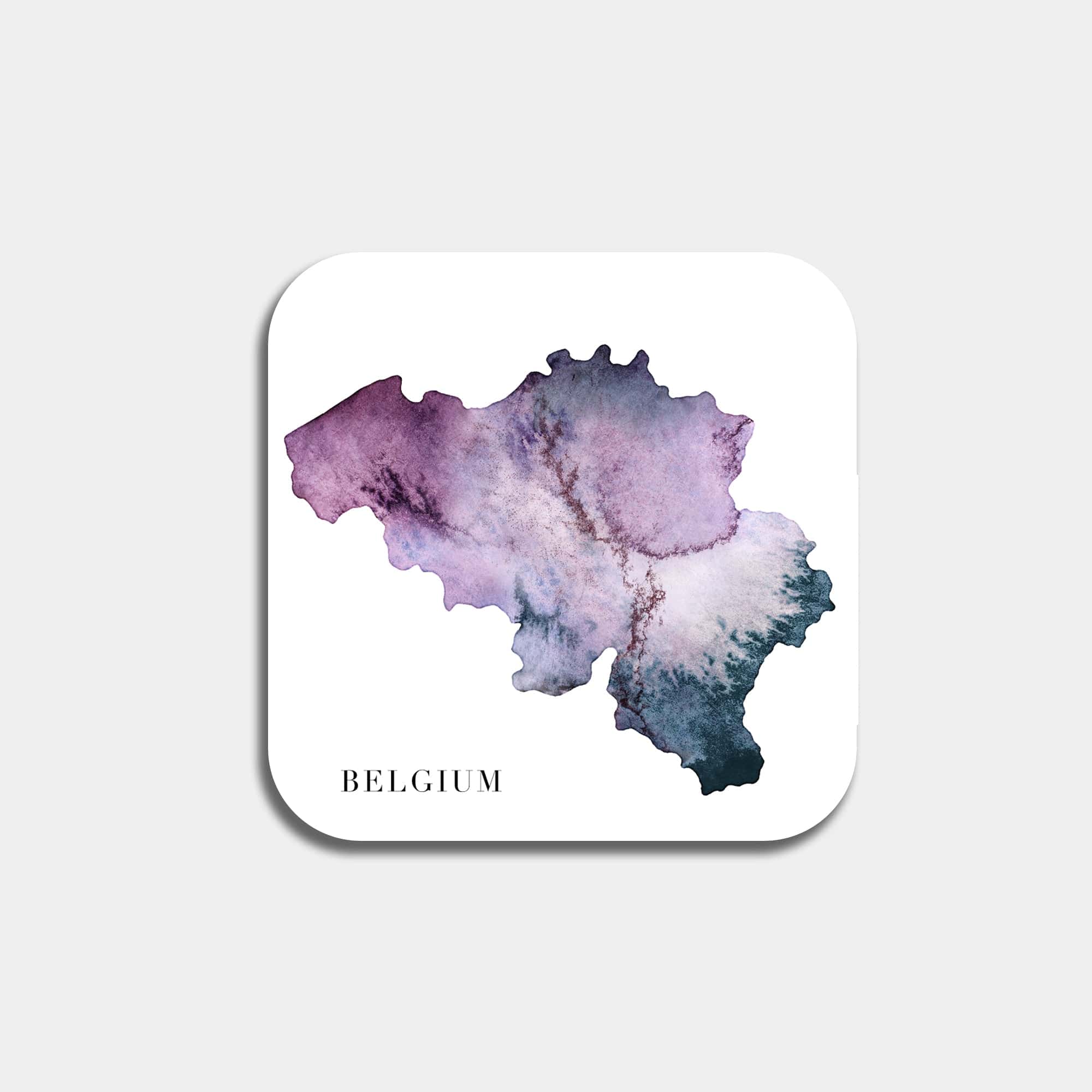 EJayDesign Kitchen Coaster Belgium Coaster Watercolour Map
