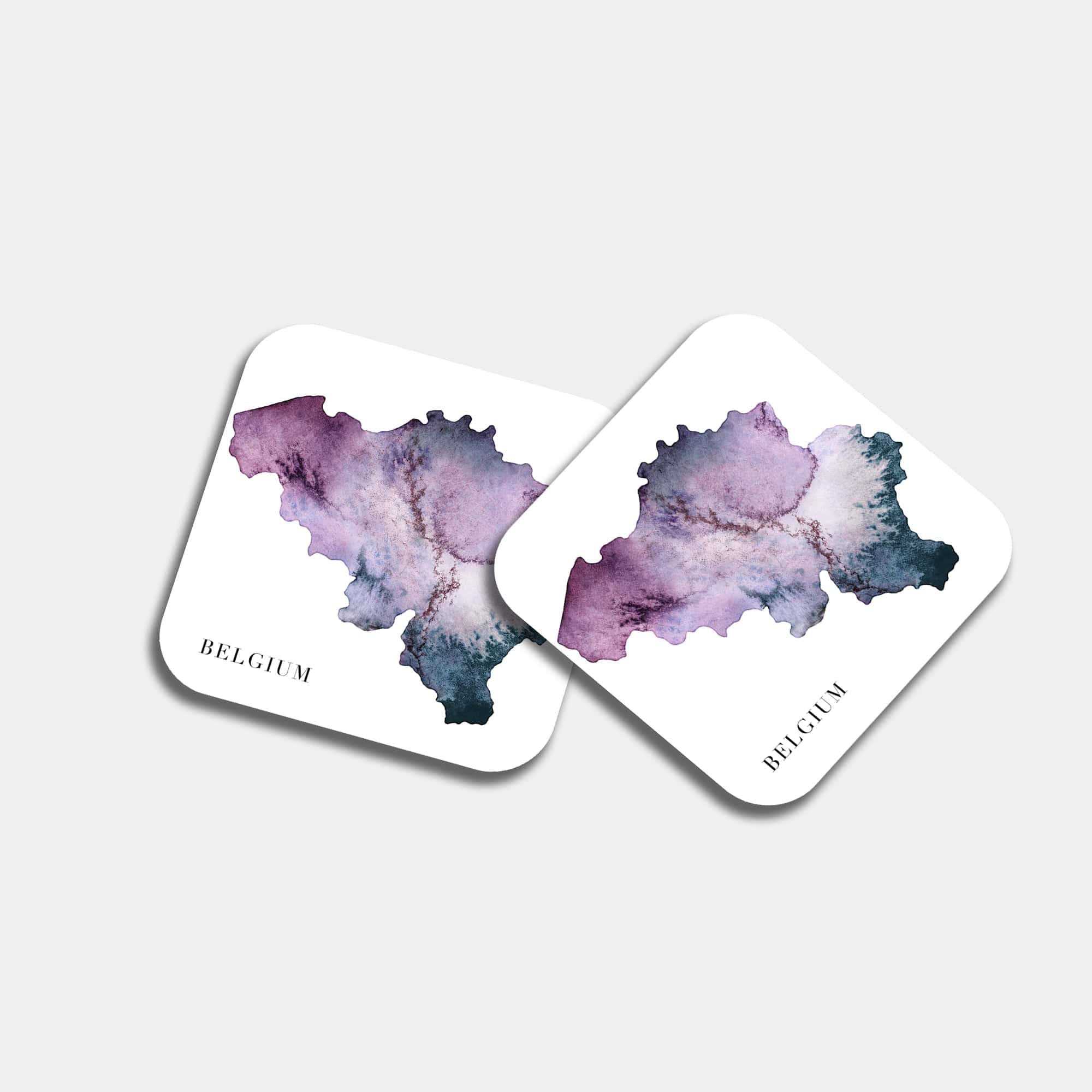 EJayDesign Kitchen Coaster Belgium Coaster Watercolour Map