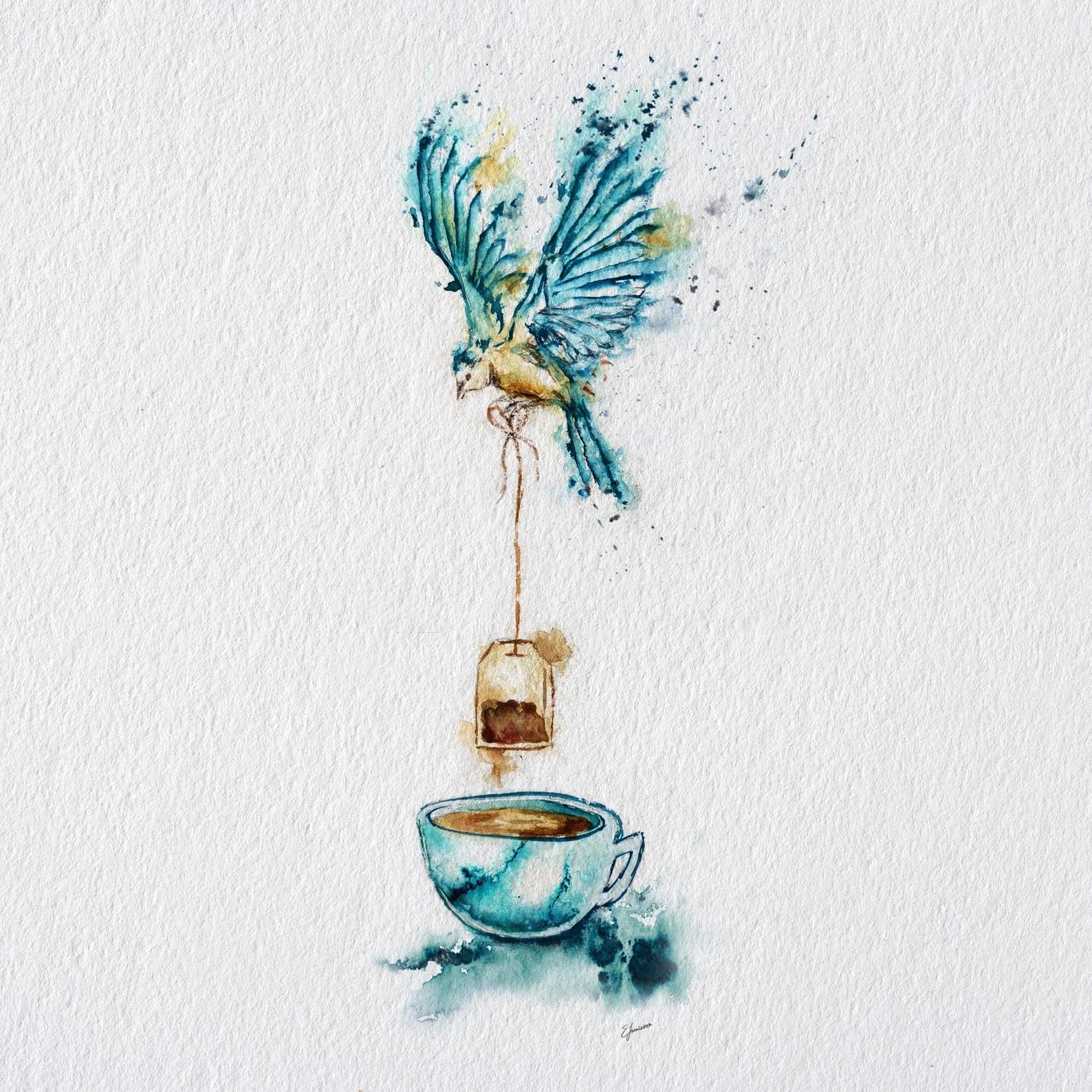 EJayDesign Bird Brewing a Strong Cuppa