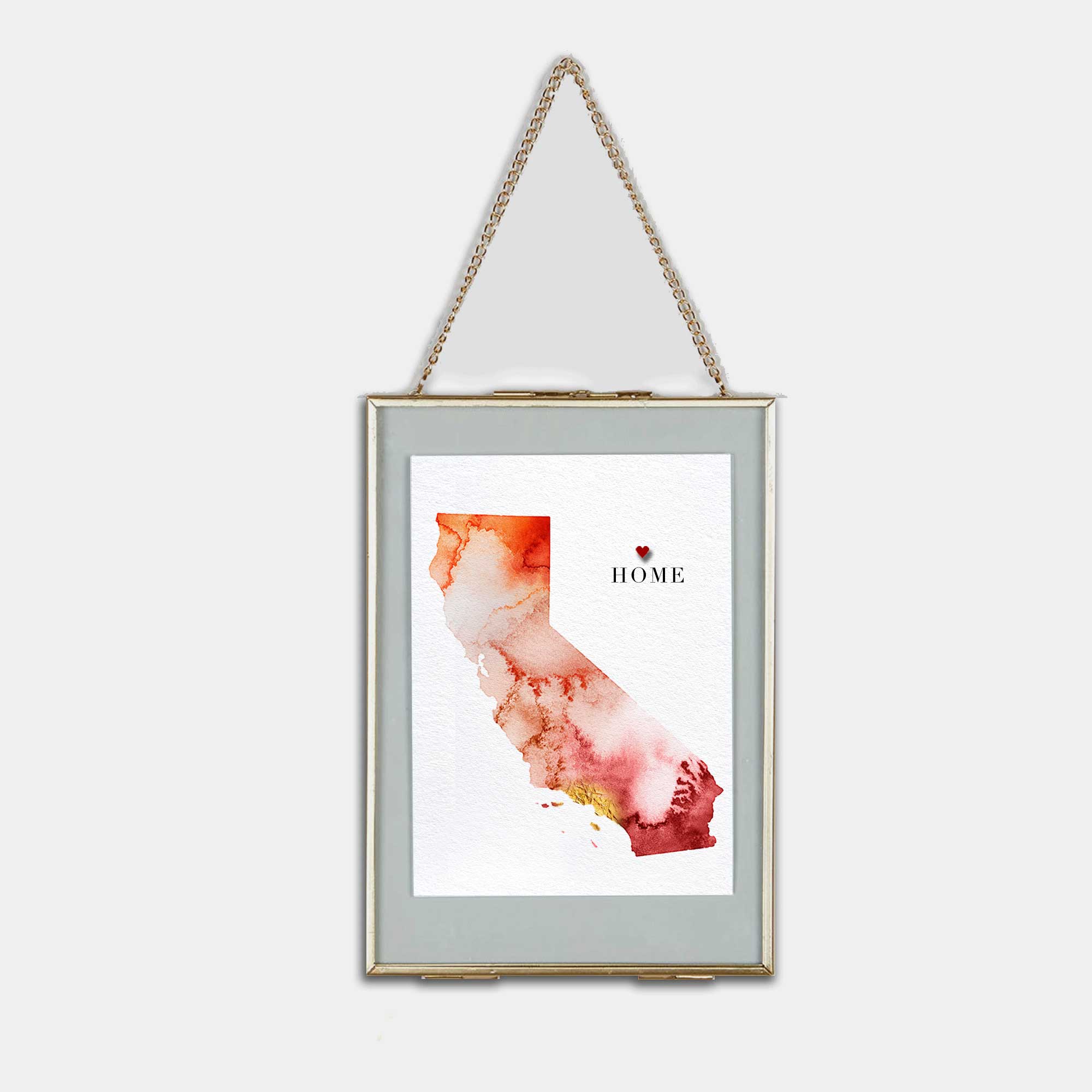 EJayDesign Countries Other California State Golden Watercolour Map