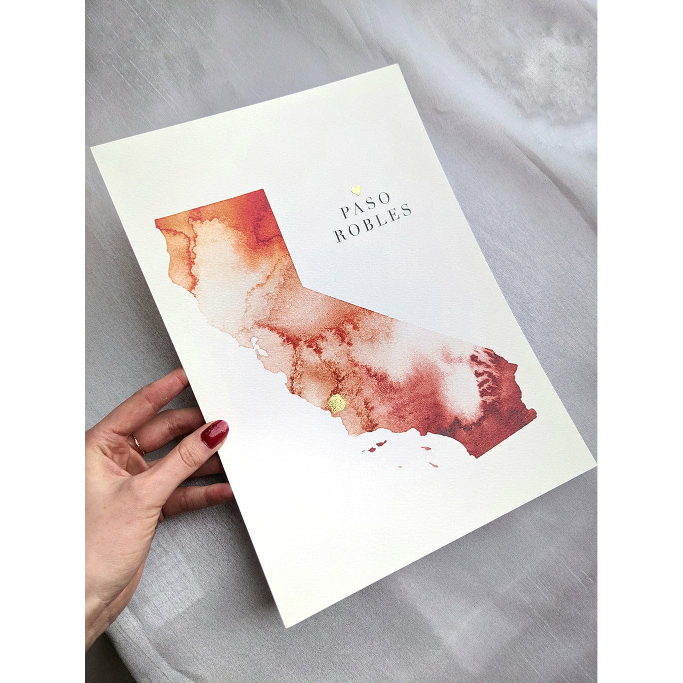 EJayDesign Countries Other California State Golden Watercolour Map