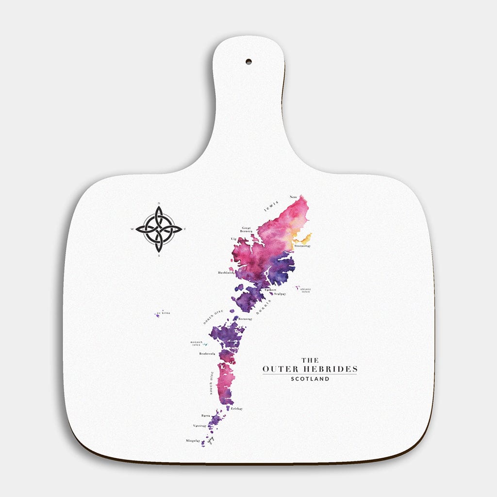 EJayDesign Pink/Purple Chopping Board Outer Hebrides Watercolour Map