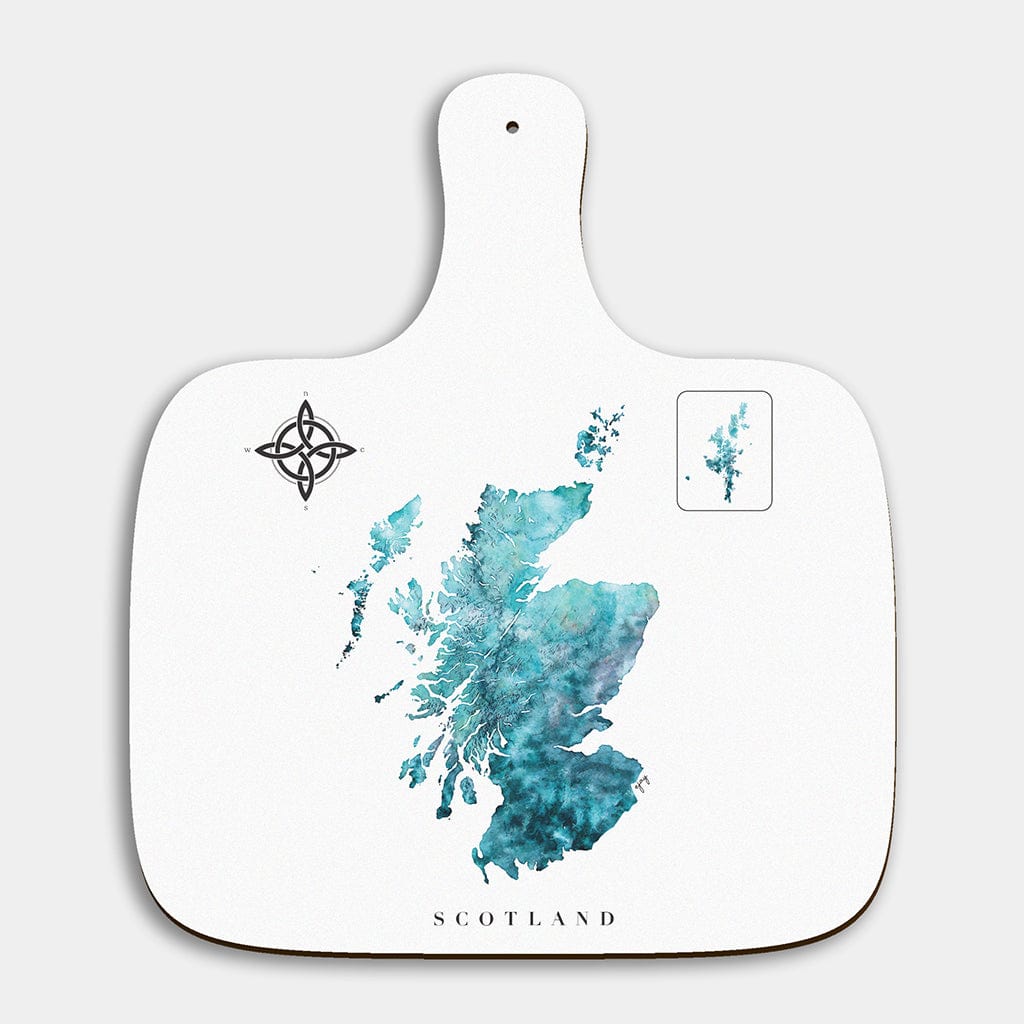 EJayDesign Blue Chopping Board Scotland Watercolour Map