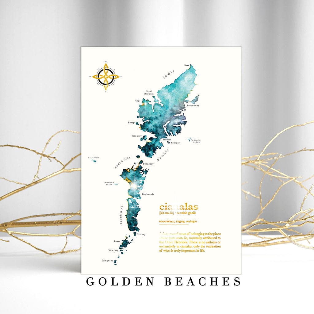 EJayDesign Cianalas Watercolour Map - With Gold Beaches