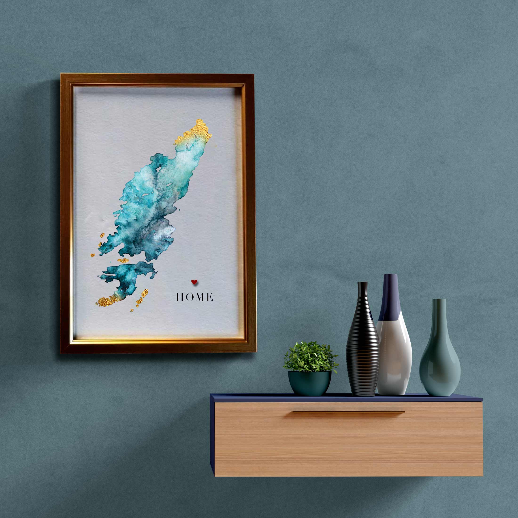 EJayDesign Scottish Prints Colonsay Watercolour Map