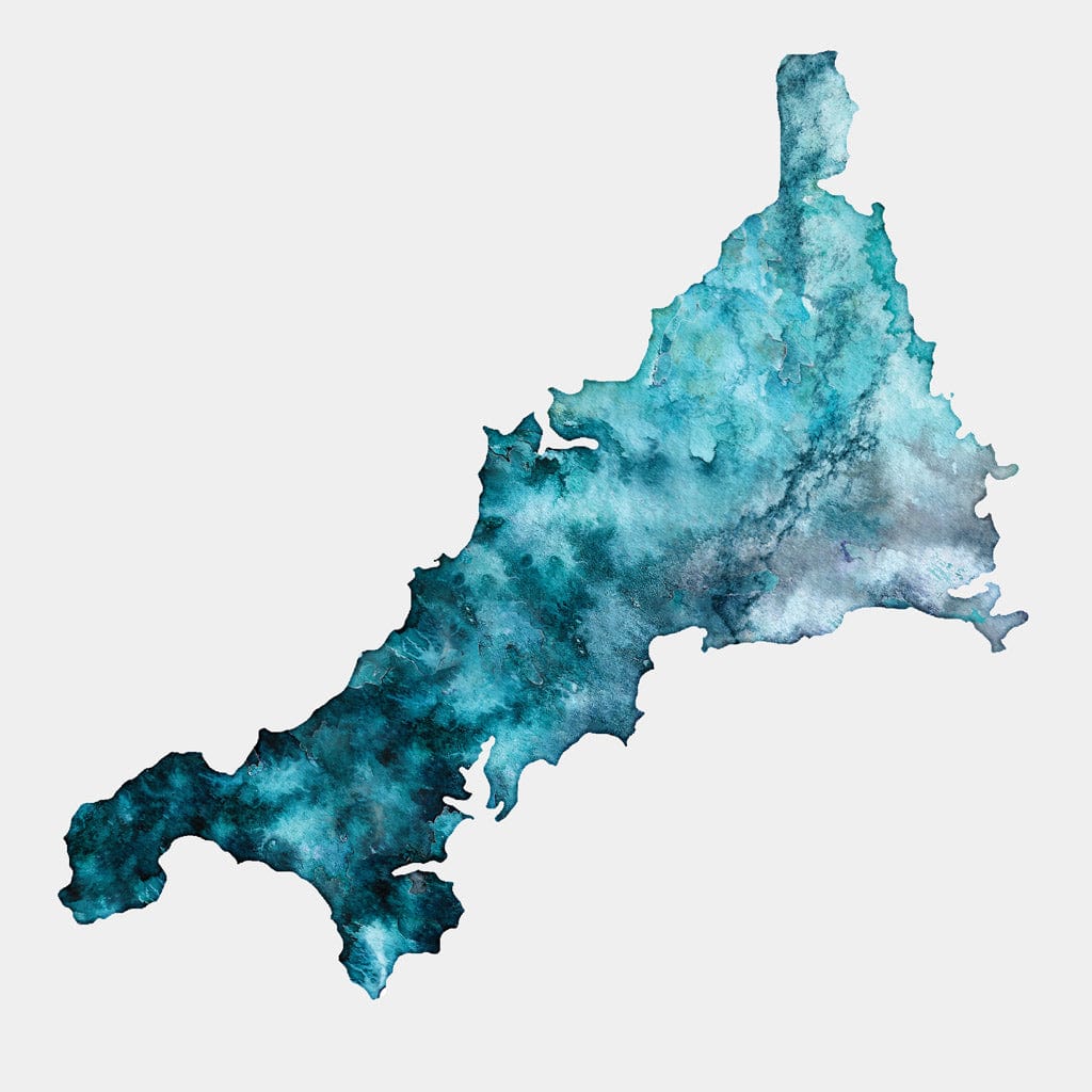 EJayDesign Countries Other Cornwall Watercolour Map