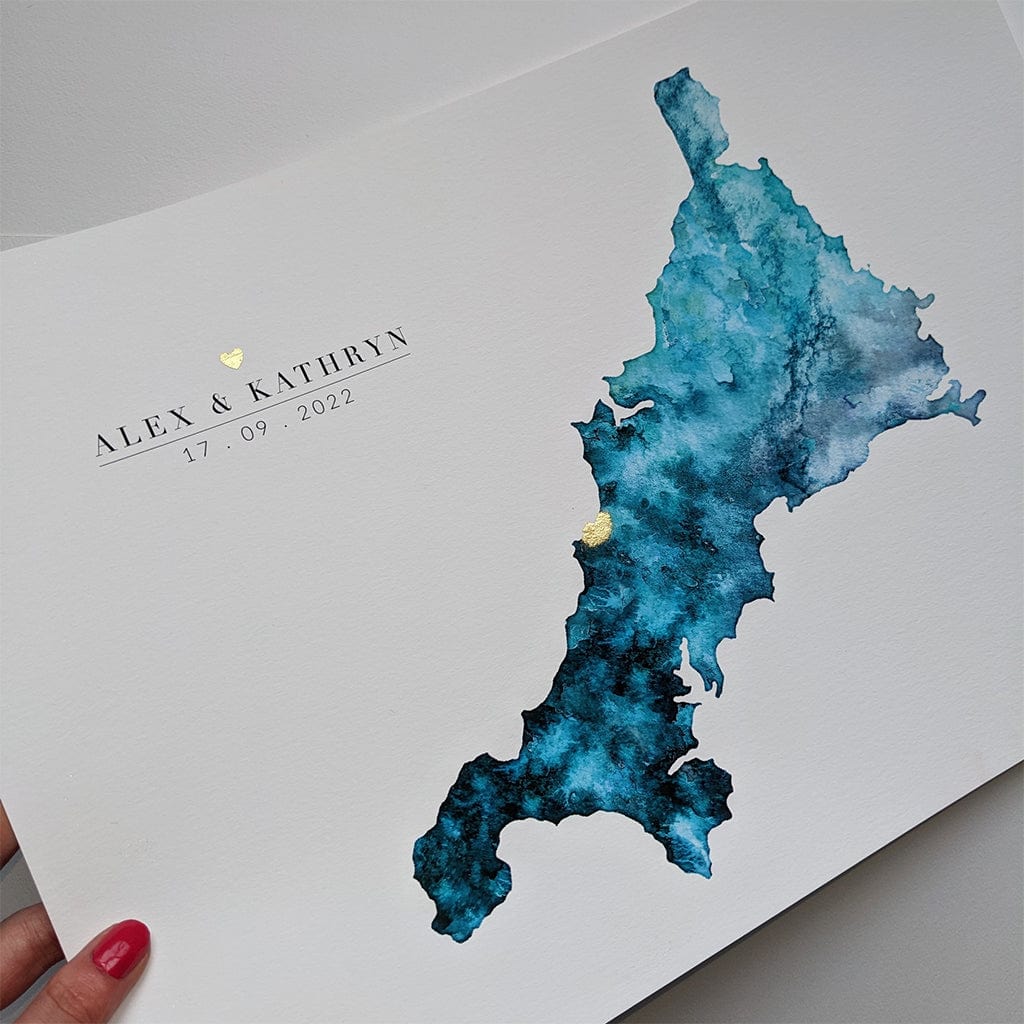 EJayDesign Countries Other Cornwall Watercolour Map
