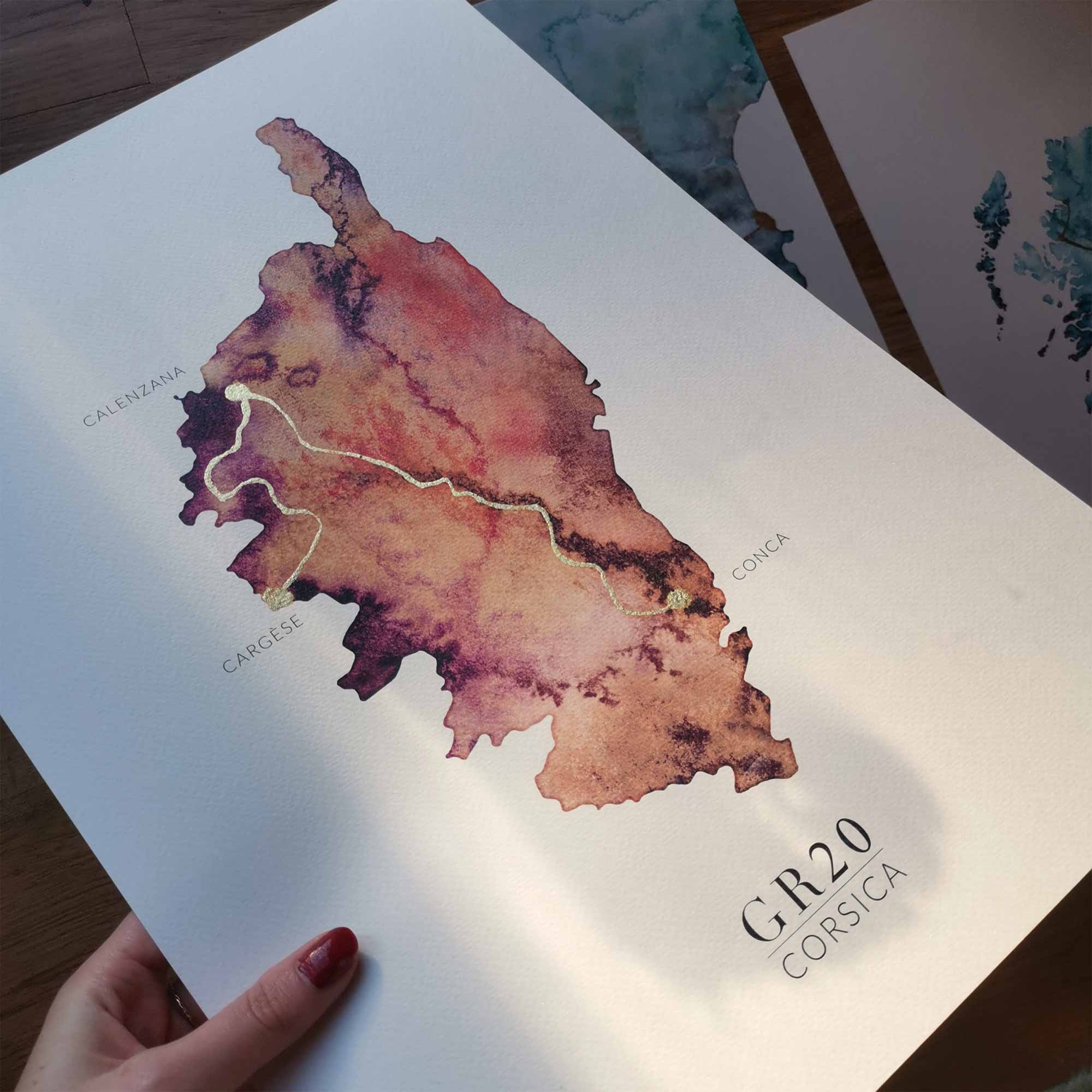 EJayDesign Countries Other Corsica Watercolour Map Personalised