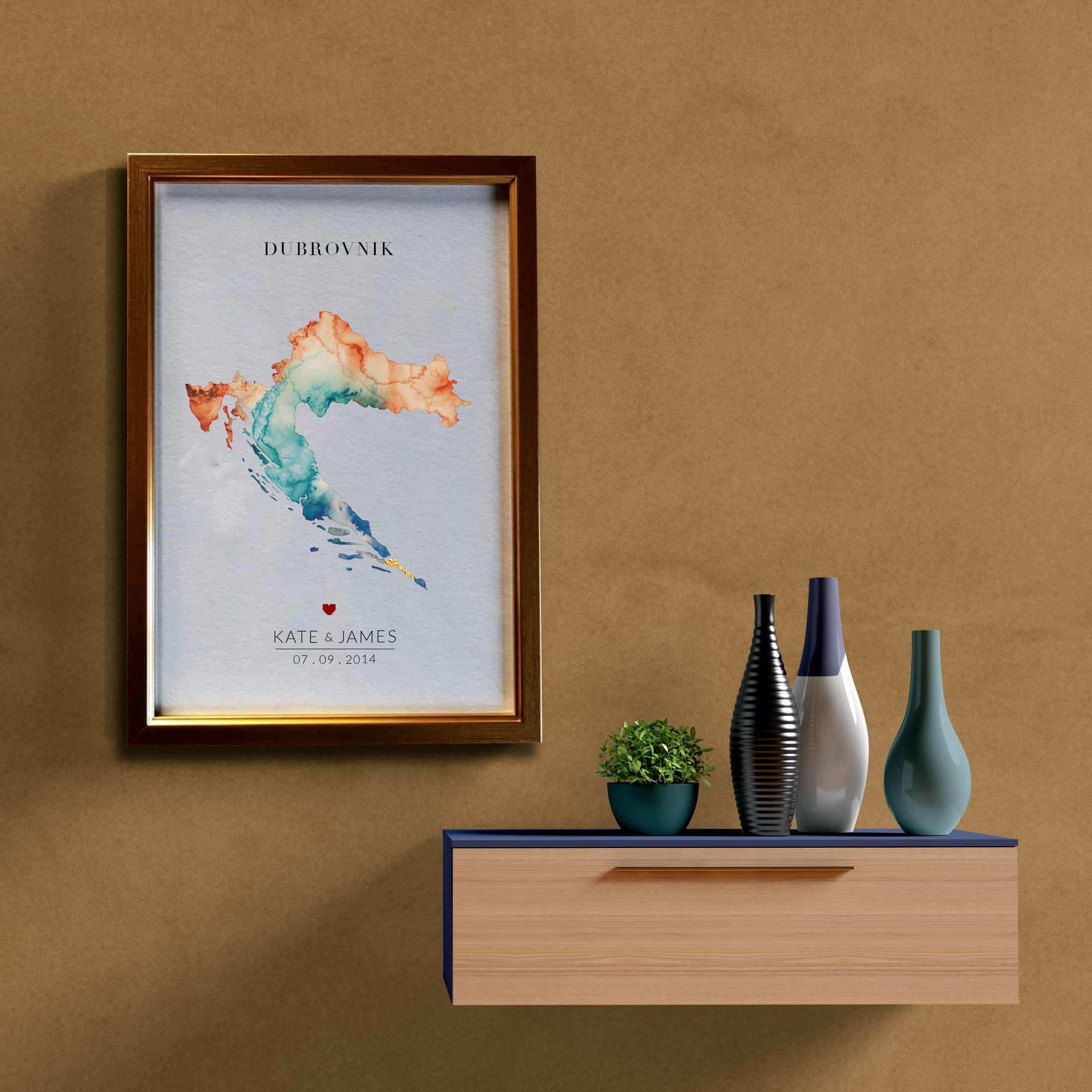 EJayDesign Countries Other Croatia Watercolour Map