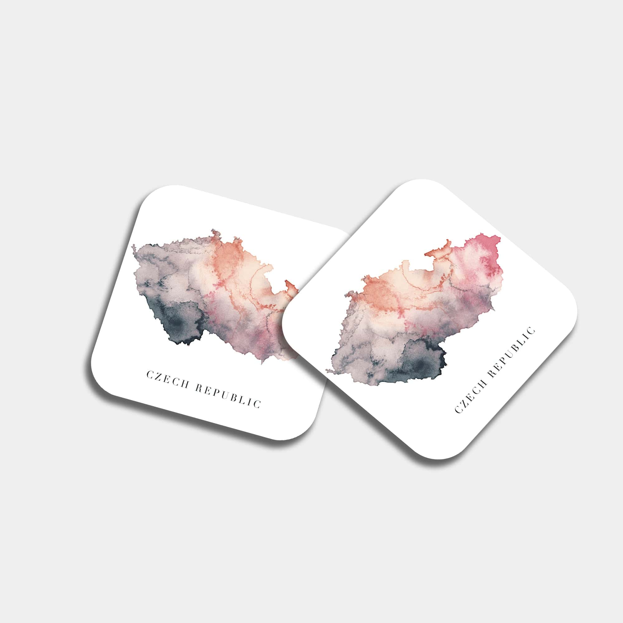EJayDesign Kitchen Coaster Czech Republic Coaster Watercolour Map