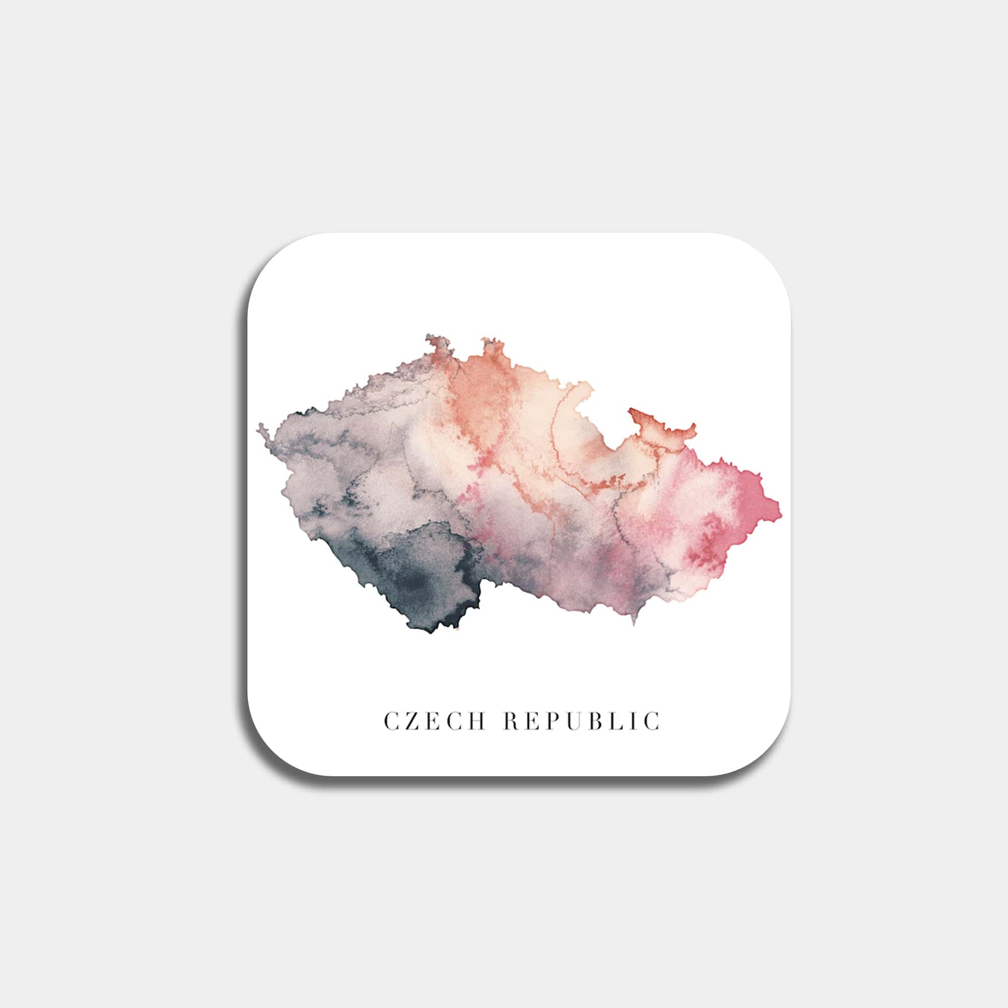 EJayDesign Kitchen Coaster Czech Republic Coaster Watercolour Map