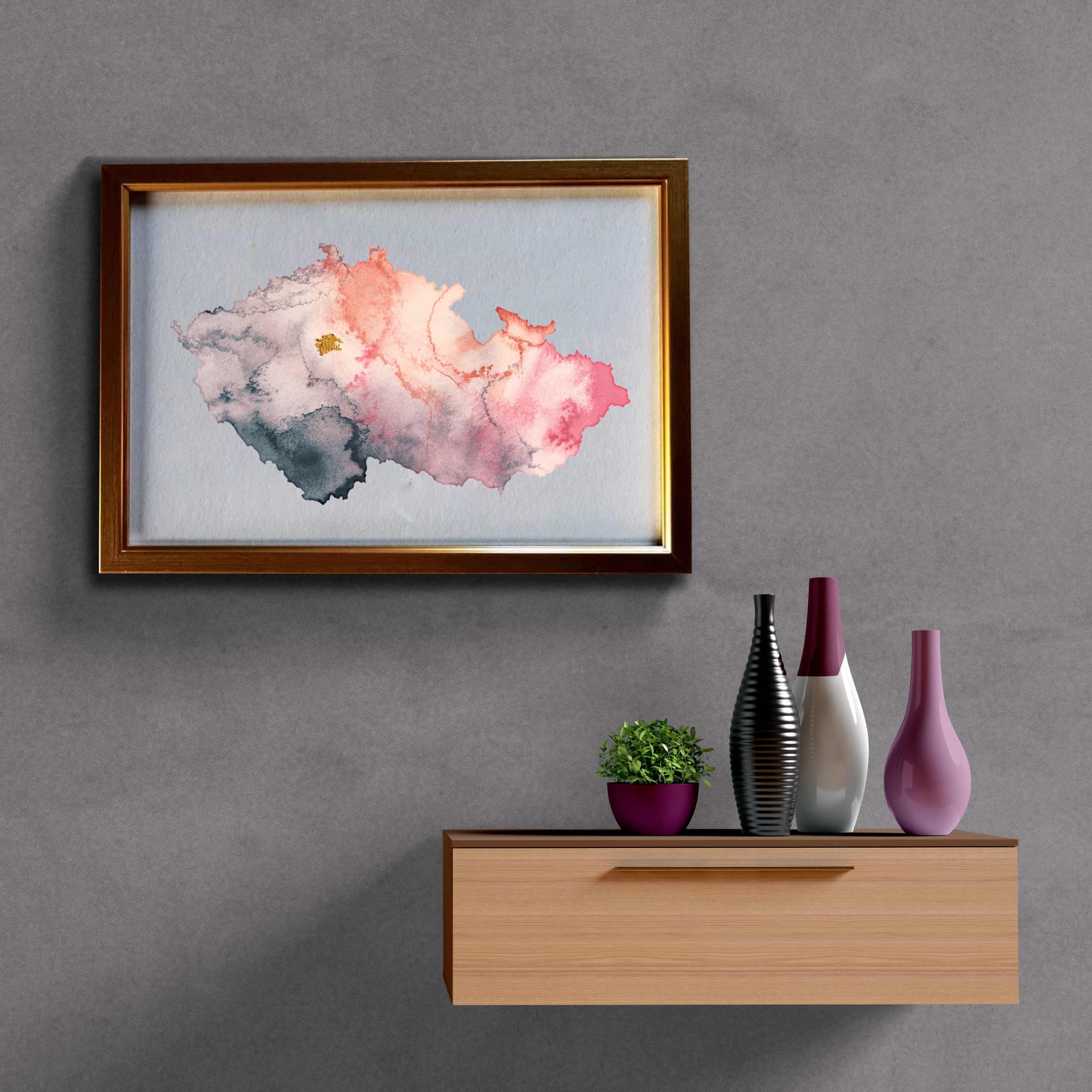 EJayDesign Countries Other Czech Republic Watercolour Map