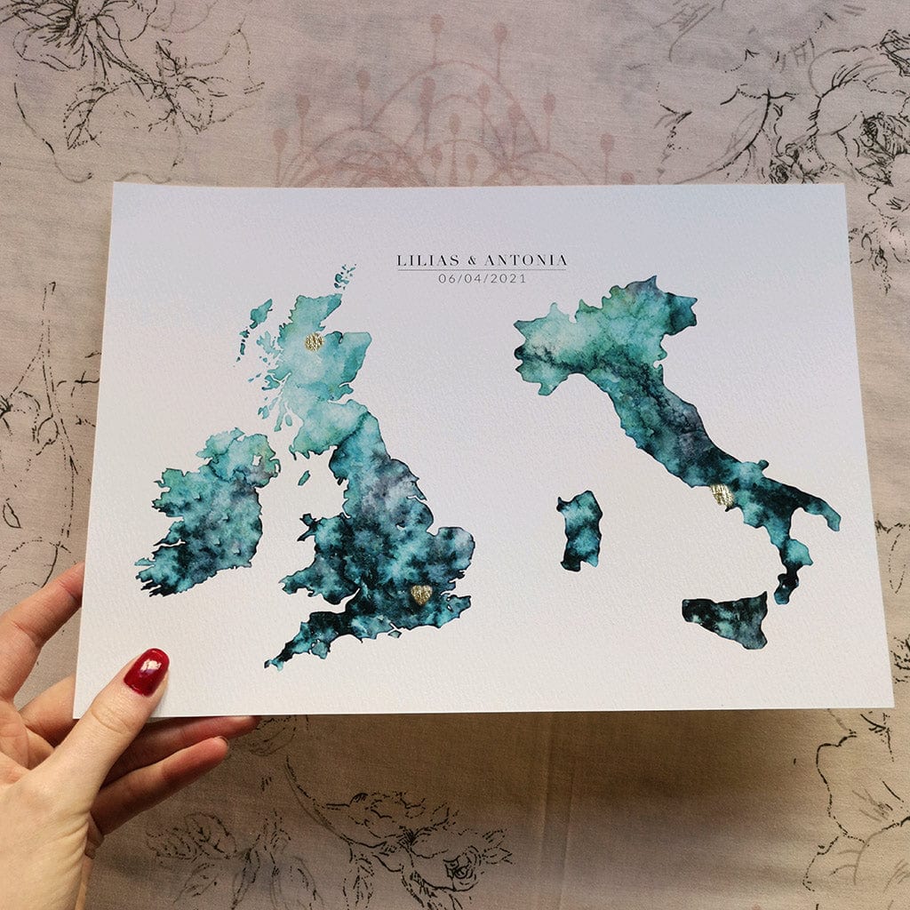 EJayDesign Countries Other Double Watercolour Golden Maps