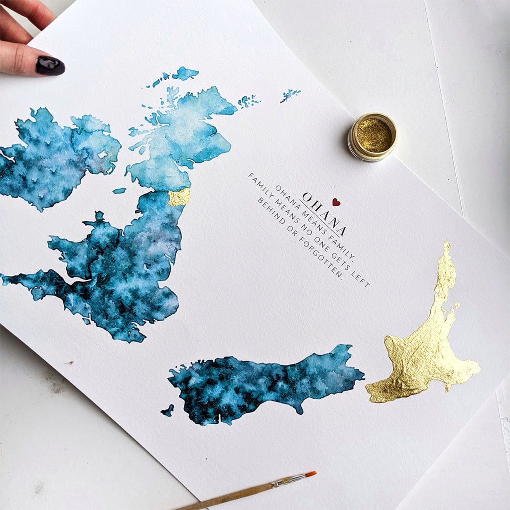 EJayDesign Countries Other Double Watercolour Golden Maps