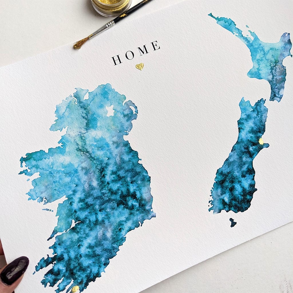 EJayDesign Countries Other Double Watercolour Golden Maps