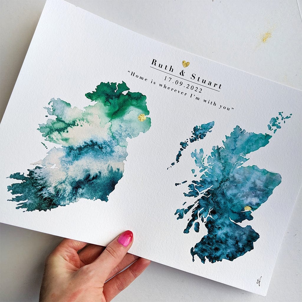 EJayDesign Countries Other Double Watercolour Golden Maps