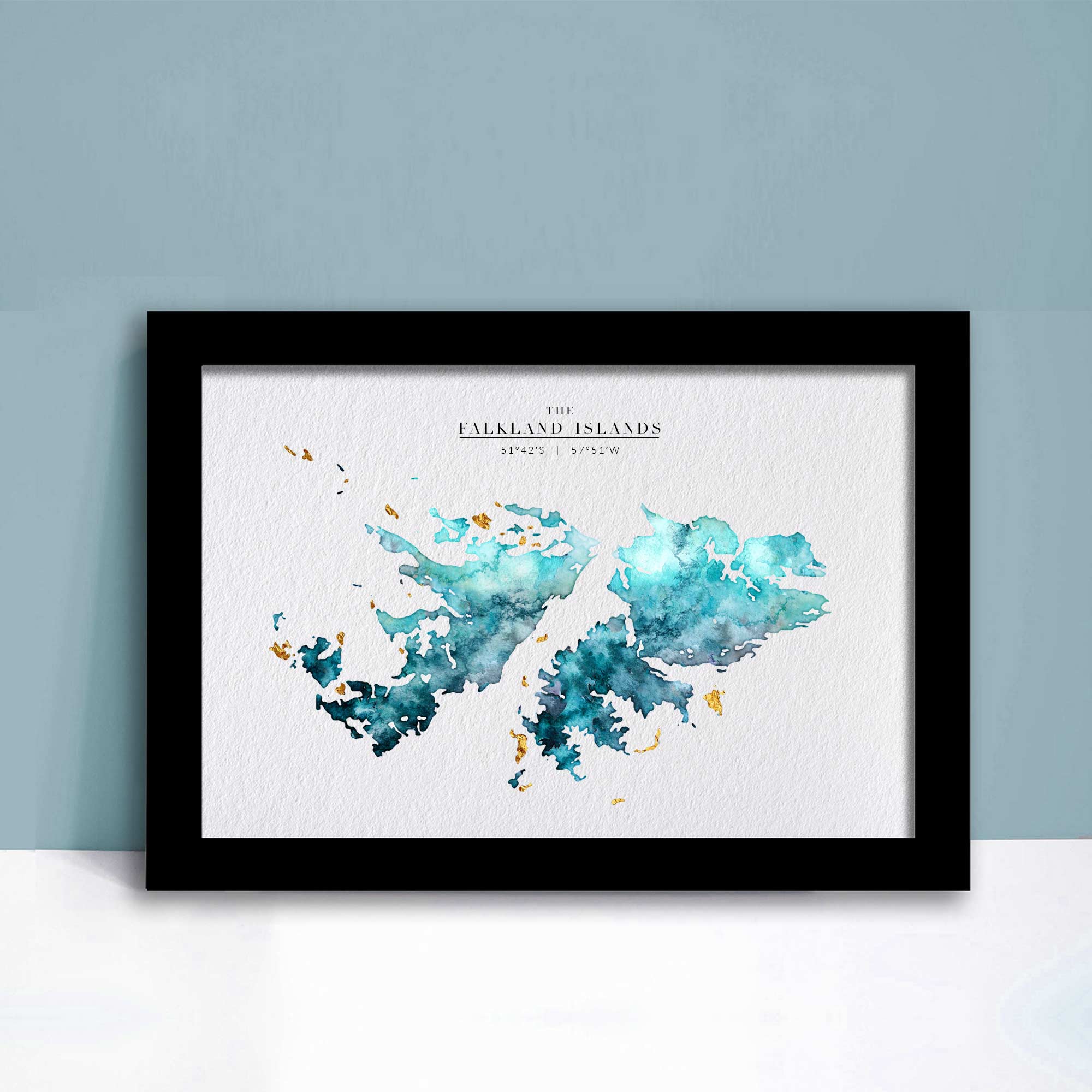 EJayDesign Countries Other Falkland Islands Watercolour Map