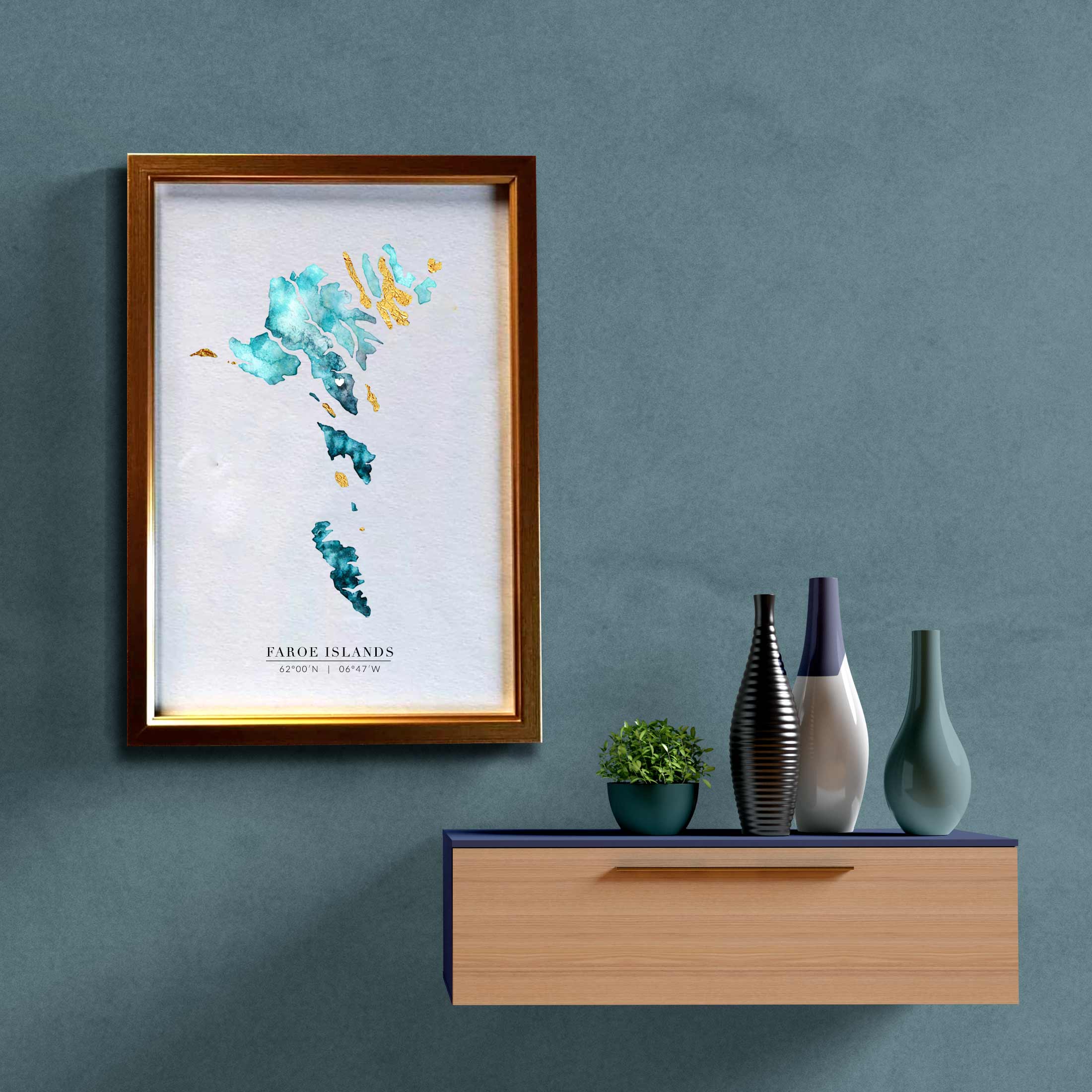 EJayDesign Countries Other Faroe Islands Watercolour Map