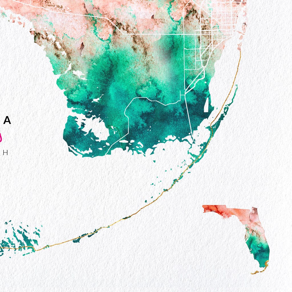 EJayDesign Artwork Florida Keys: City To Sea - Rat Race Map