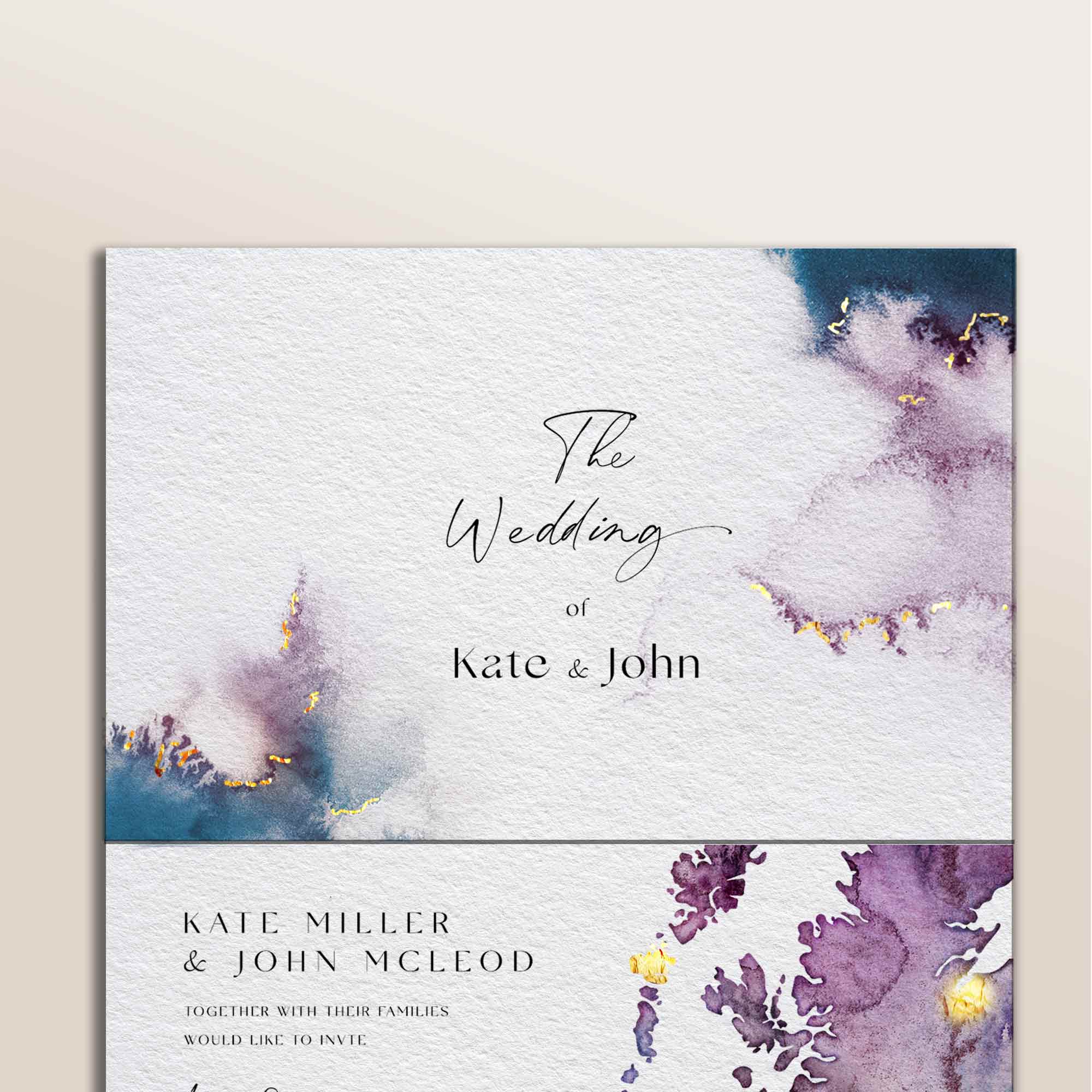 EJayDesign Fold Out Watercolour Wedding Invite