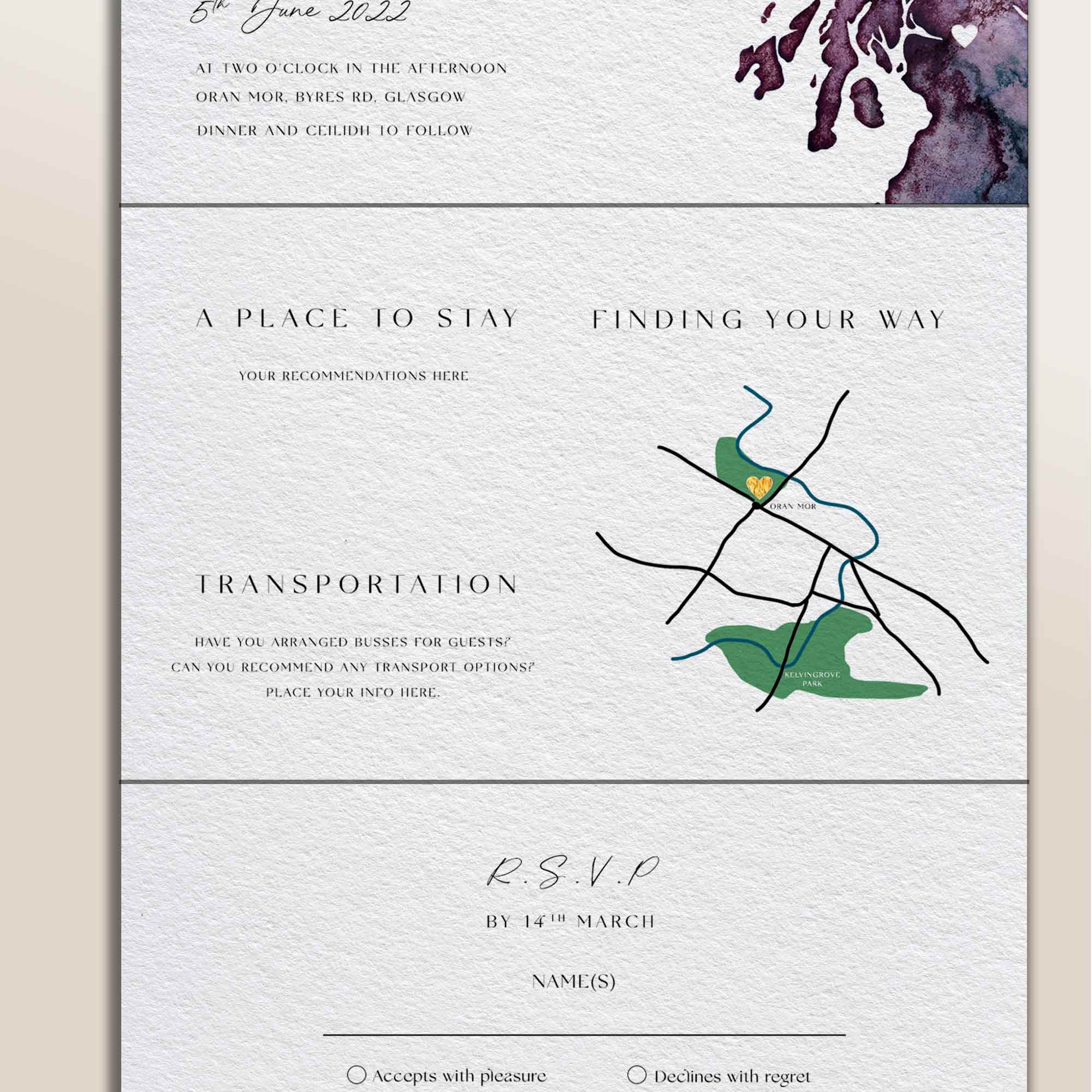 EJayDesign Fold Out Watercolour Wedding Invite