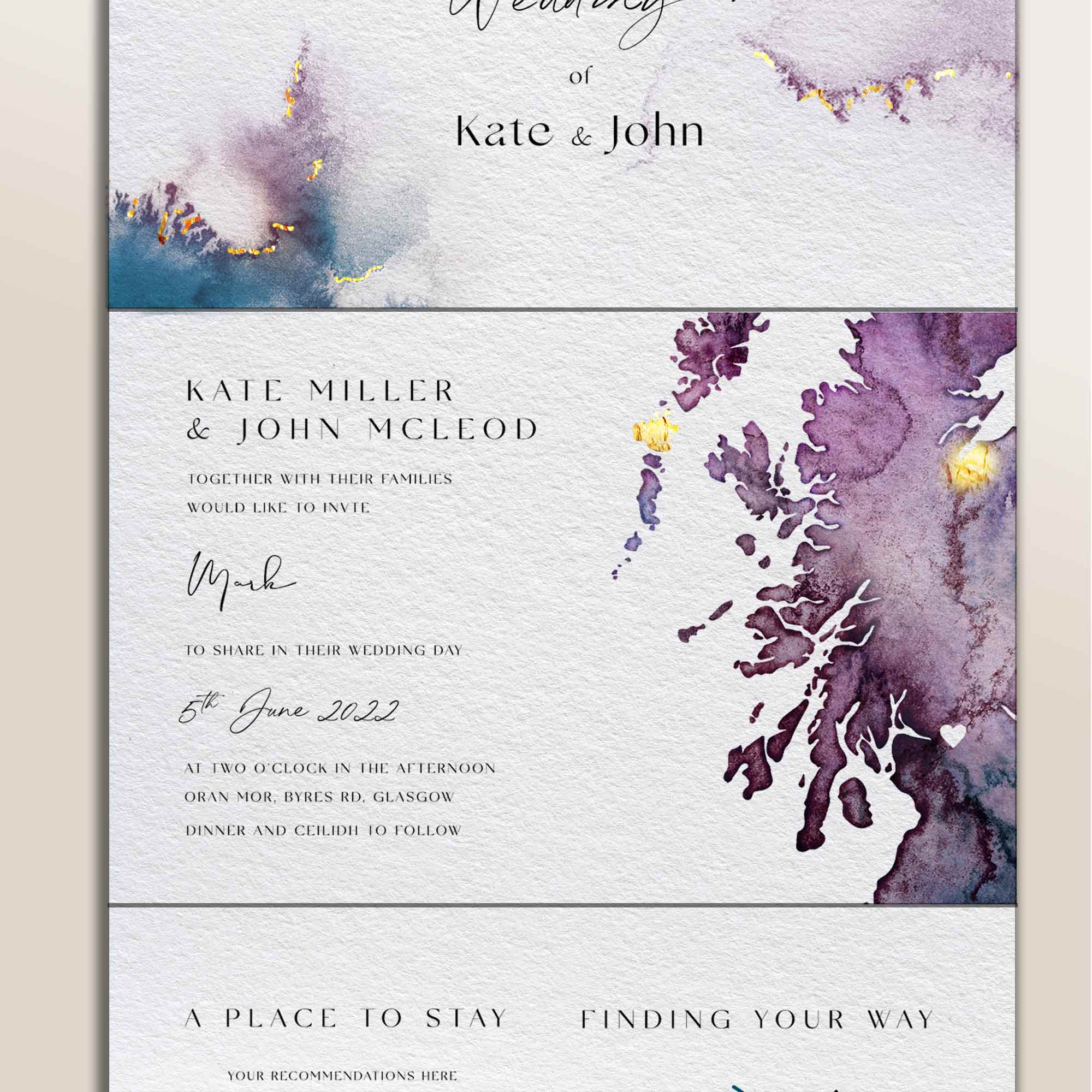 EJayDesign Fold Out Watercolour Wedding Invite