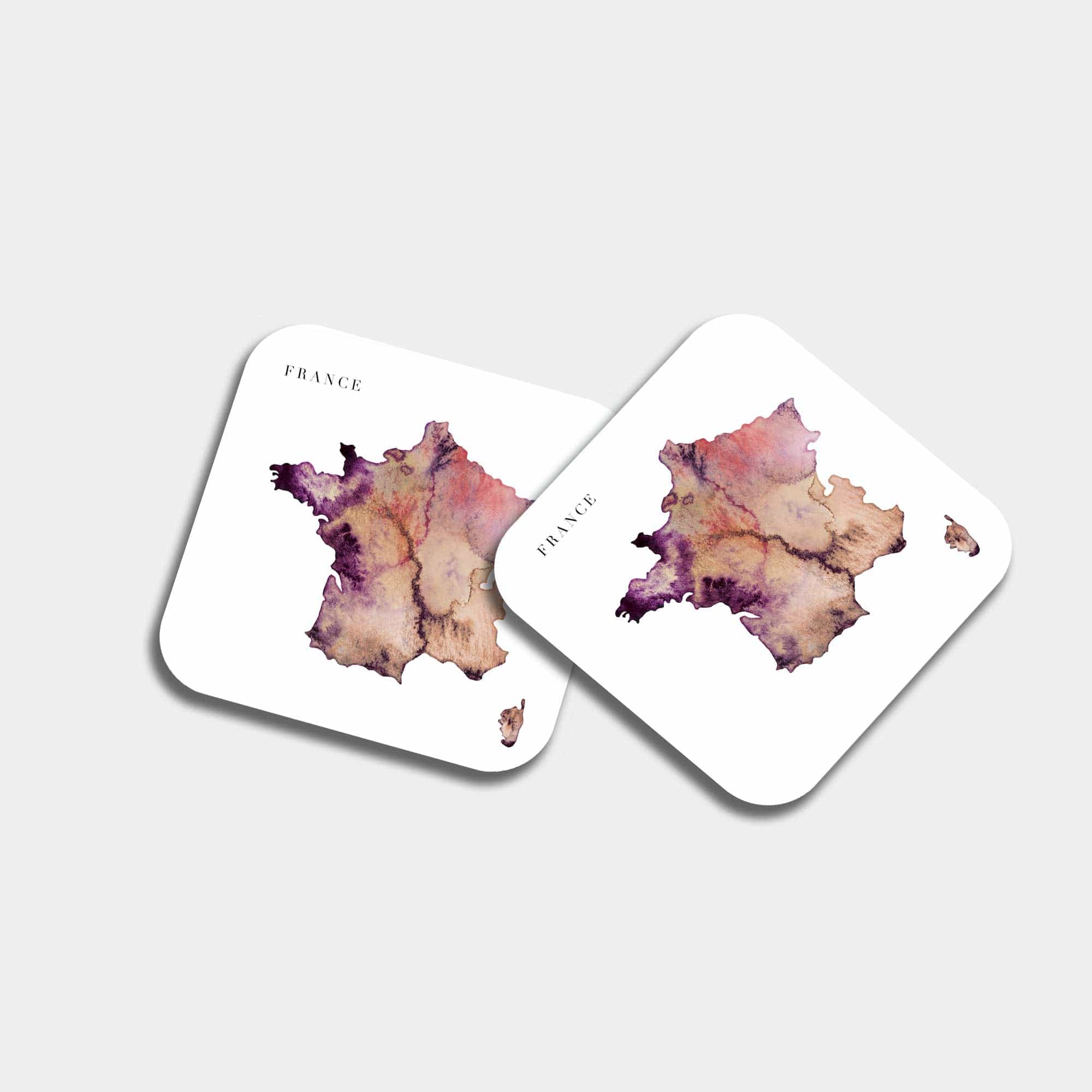 EJayDesign Kitchen Coaster France Coaster Watercolour Map