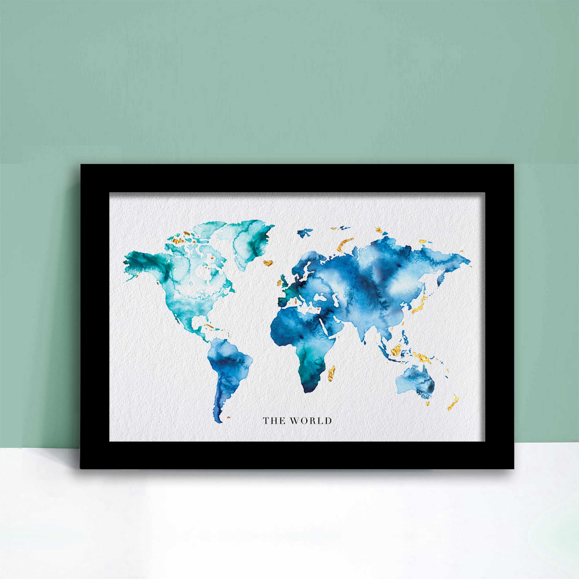 EJayDesign Countries Other Globe Watercolour Gold Map