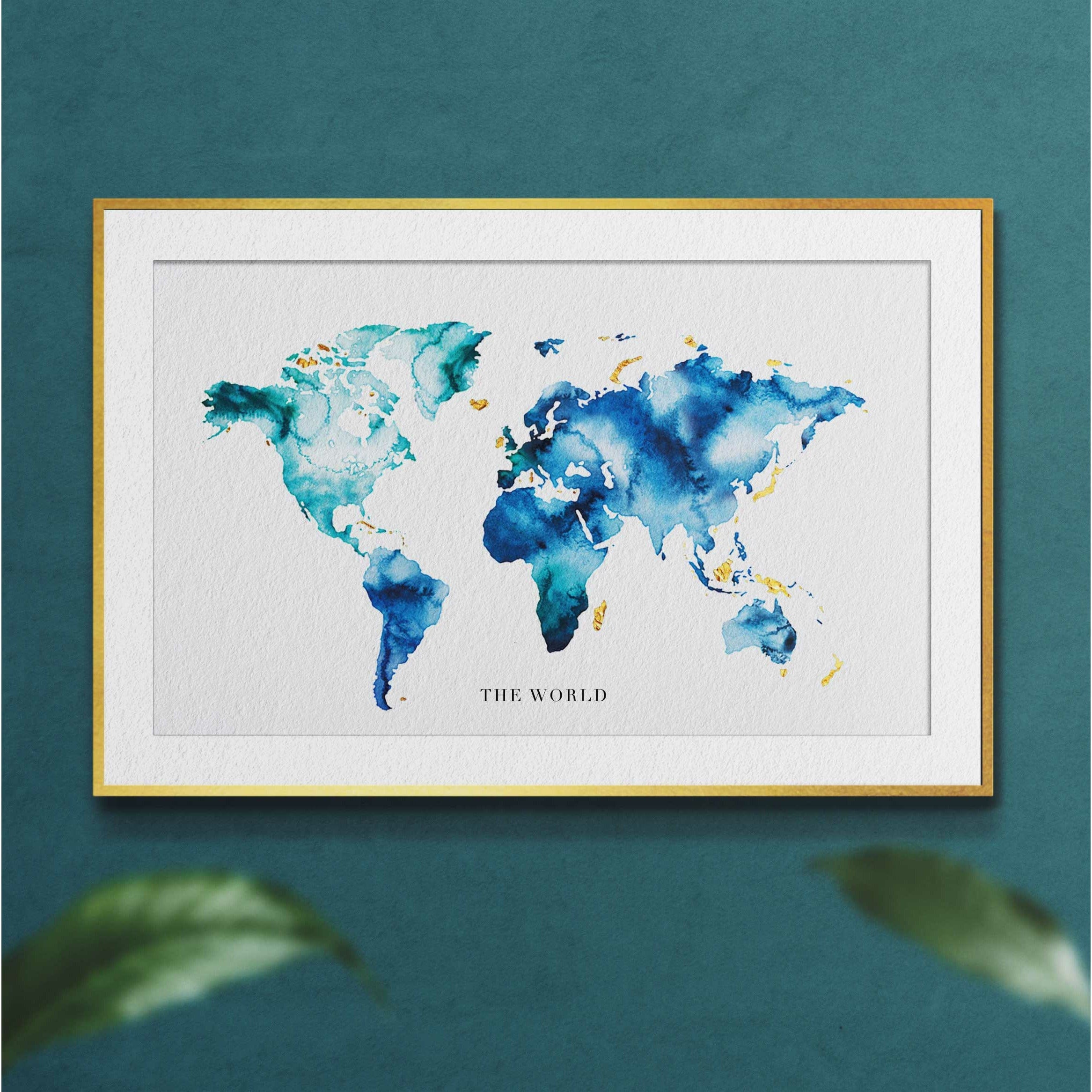 EJayDesign Countries Other Globe Watercolour Gold Map