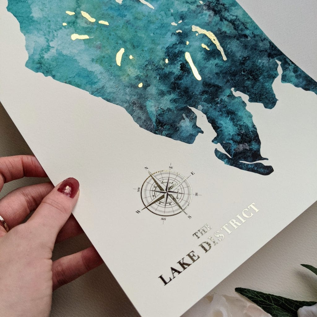 EJayDesign Posters, Prints, & Visual Artwork Golden Lake District Watercolour Map Print