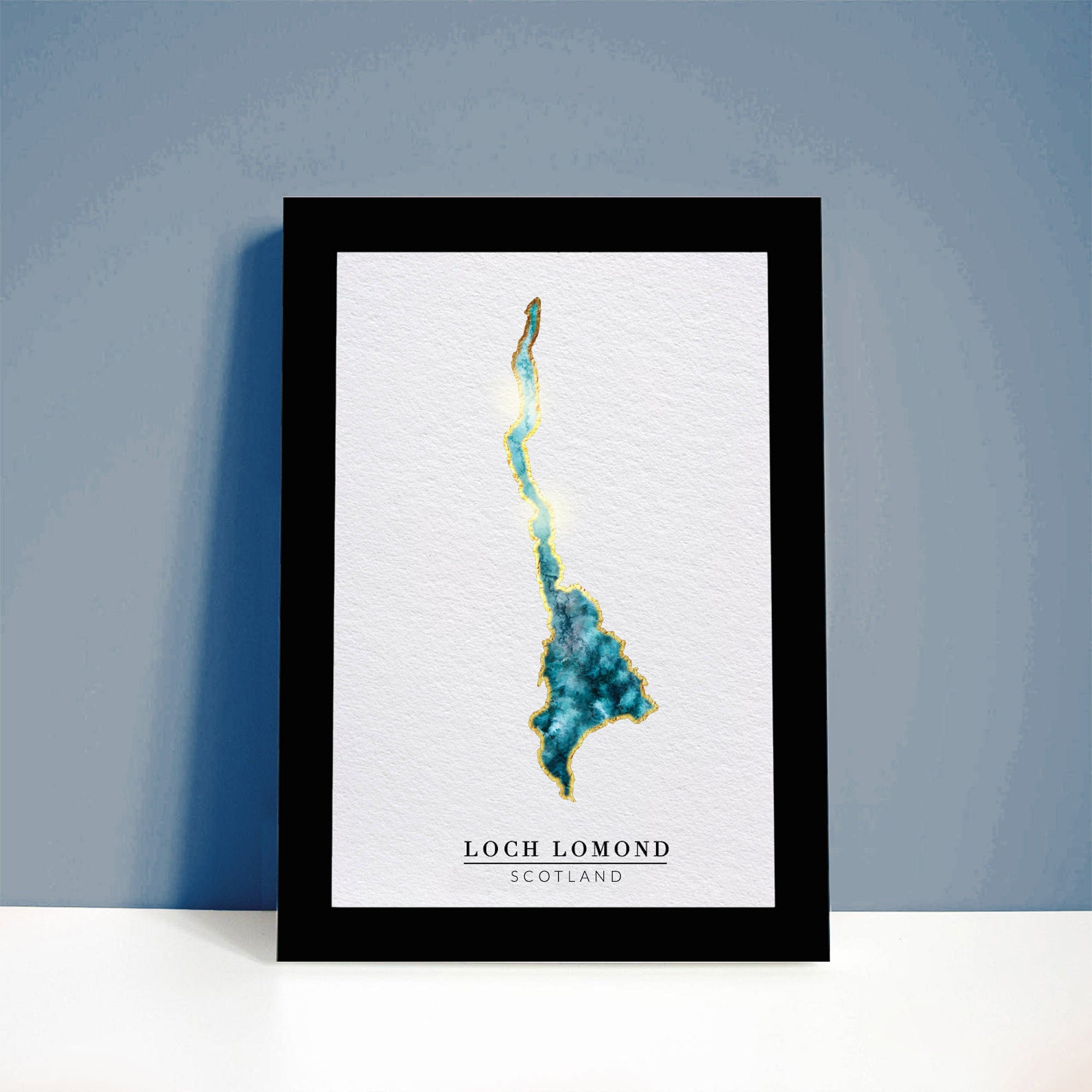 EJayDesign Posters, Prints, & Visual Artwork Golden Loch Lomond Watercolour Map Print