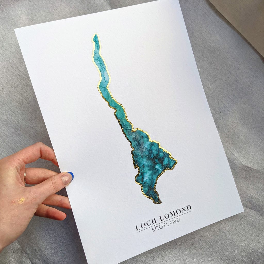 EJayDesign Posters, Prints, & Visual Artwork Golden Loch Lomond Watercolour Map Print