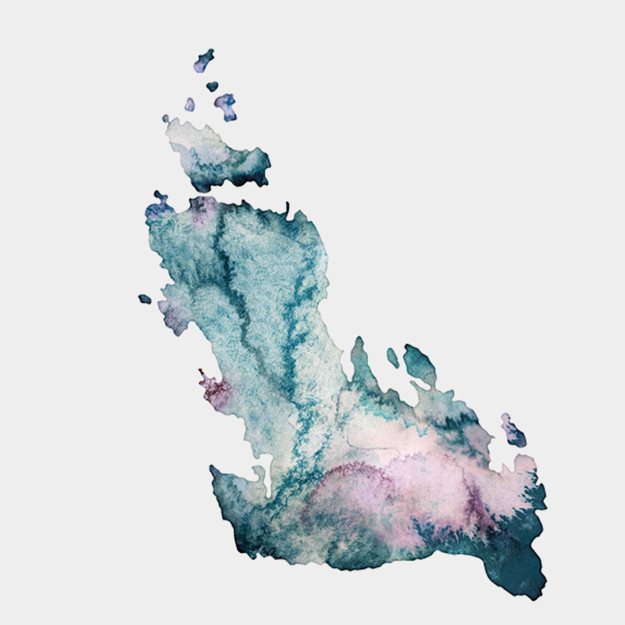 EJayDesign Scottish Prints Great Bernera Watercolour Map