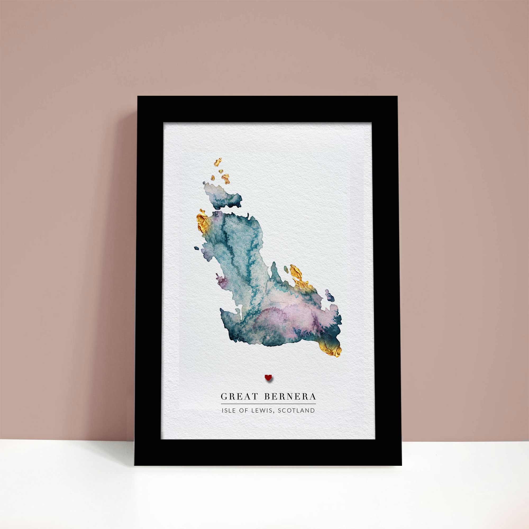 EJayDesign Scottish Prints Great Bernera Watercolour Map