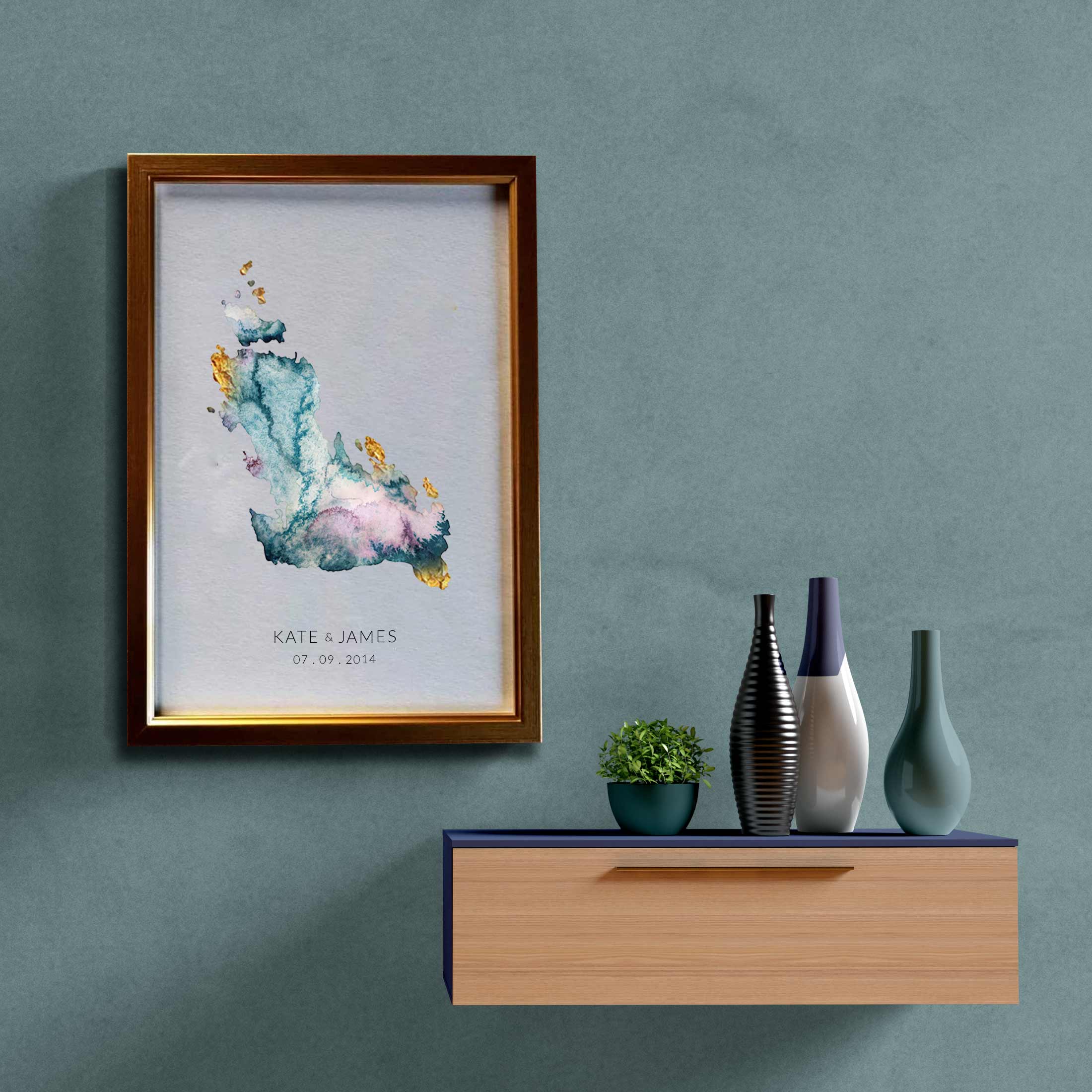 EJayDesign Scottish Prints Great Bernera Watercolour Map
