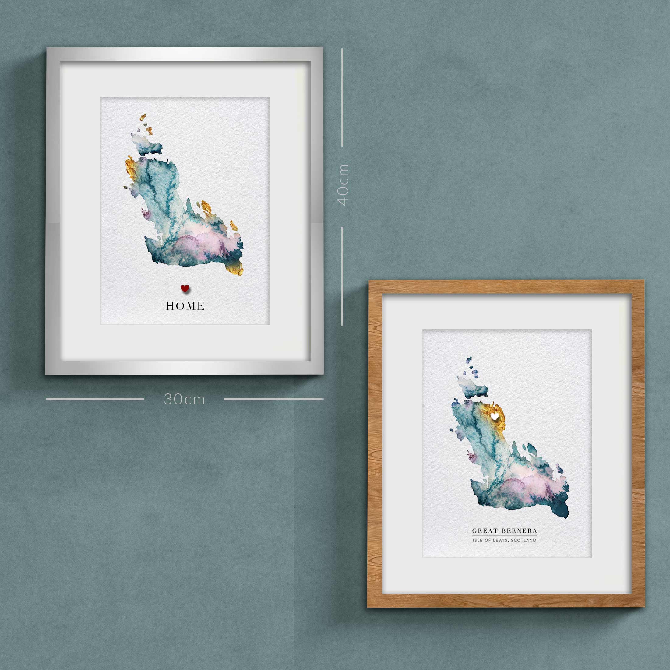 EJayDesign Scottish Prints Great Bernera Watercolour Map