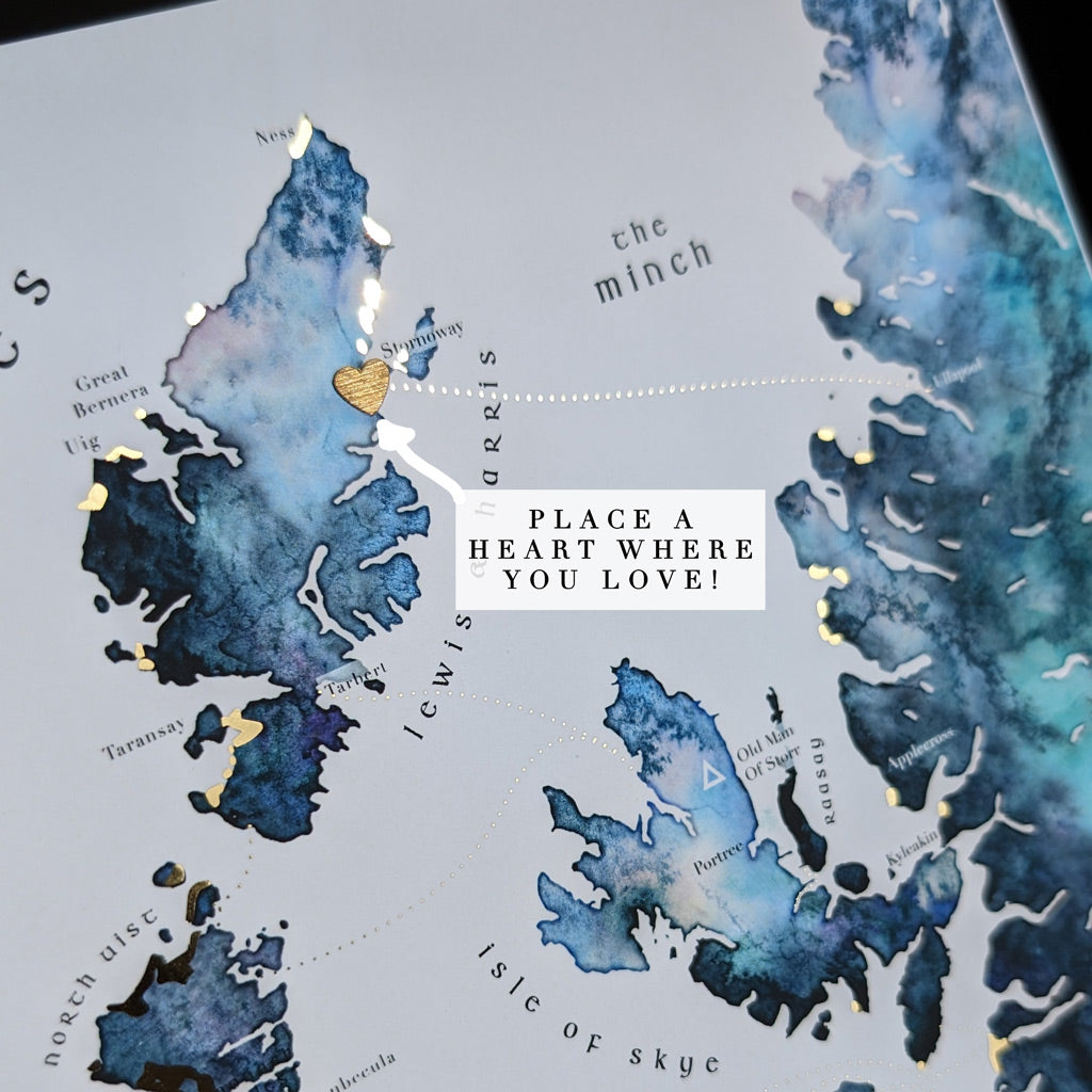 Calmac Ferry Routes With Gold Beaches Map Art Print