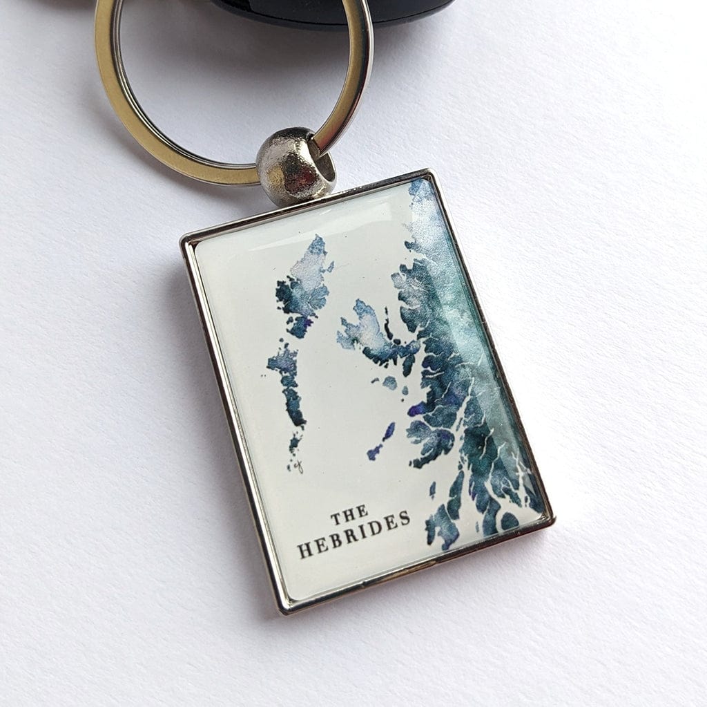 EJayDesign Hebrides Metal Keyring Watercolour Map