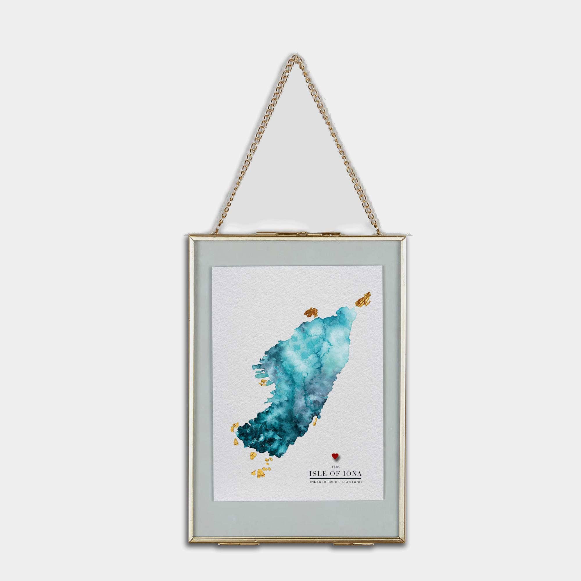 EJayDesign Scottish Prints Iona Watercolour Gold Map
