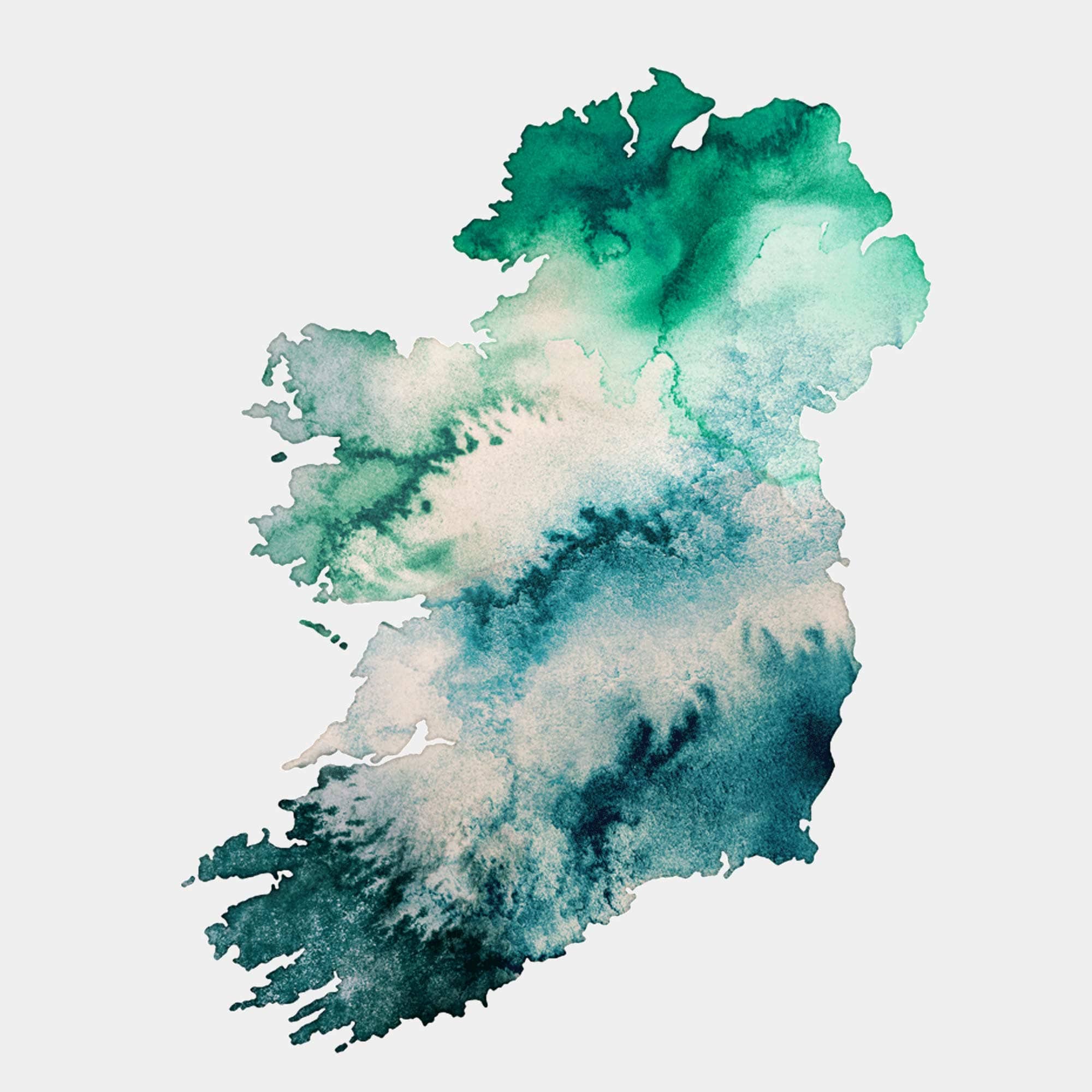 EJayDesign Countries Other Ireland Watercolour Gold Map